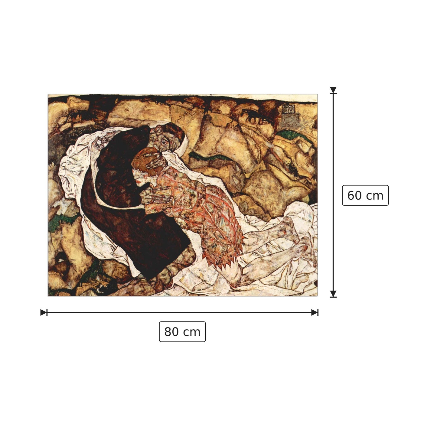 Death and the Woman - Schiele Egon - cm 80x60 - Pannello in MDF