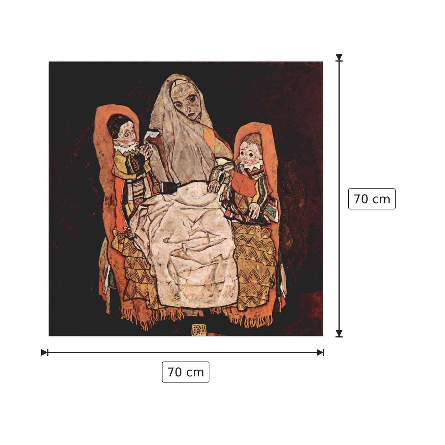 Parent with two children (the mother) - Schiele Egon - cm 70x70 - Pannello in MDF