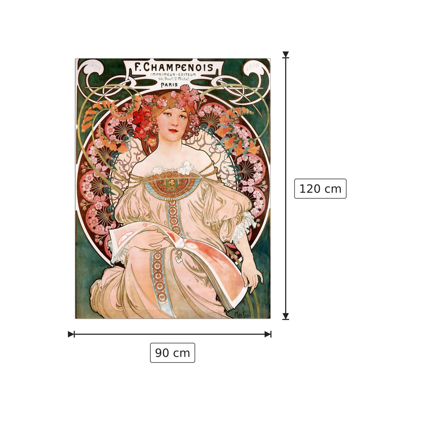 Champenois - Mucha Alphonse - cm 90x120 - Pannello in MDF