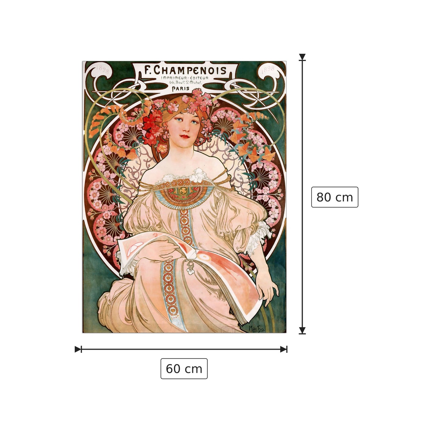 Champenois - Mucha Alphonse - cm 60x80 - Pannello in MDF
