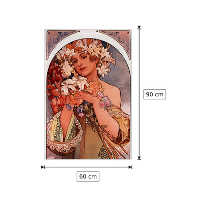 Flowers - Mucha Alphonse - cm 60x90 - Pannello in MDF