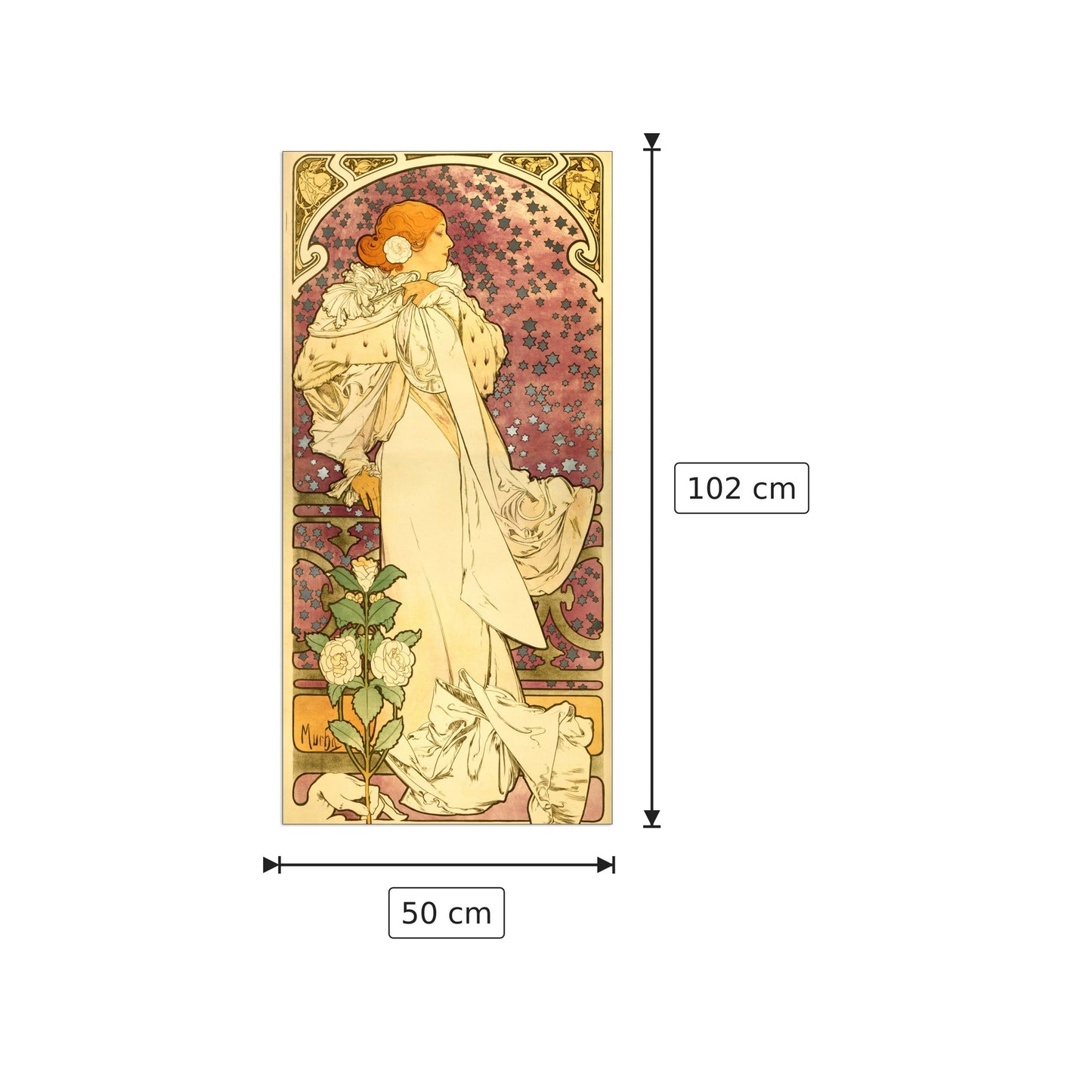 La Dame Aux Camelias - Mucha Alphonse - cm 50x102 - Pannello in MDF