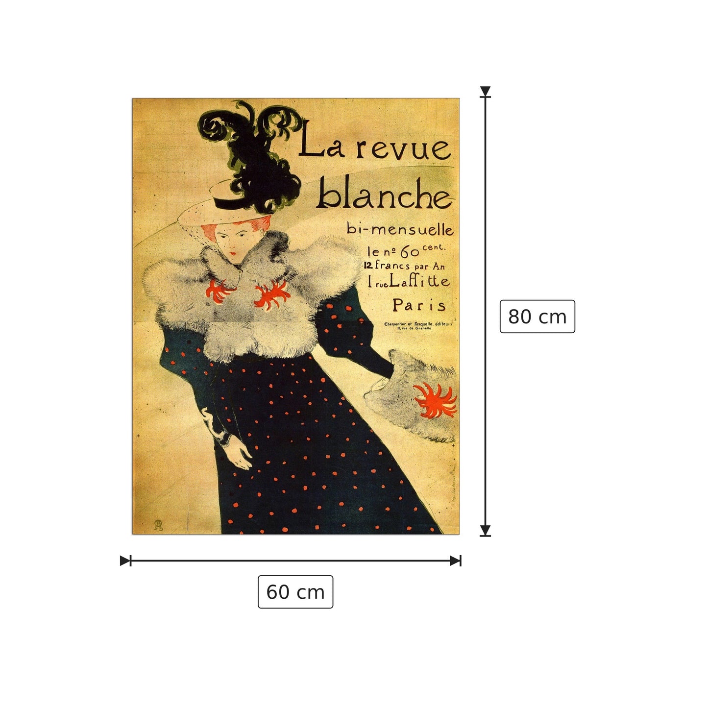 La reveu blanche - Toulouse-Lautrec - cm 60x80 - Pannello in MDF