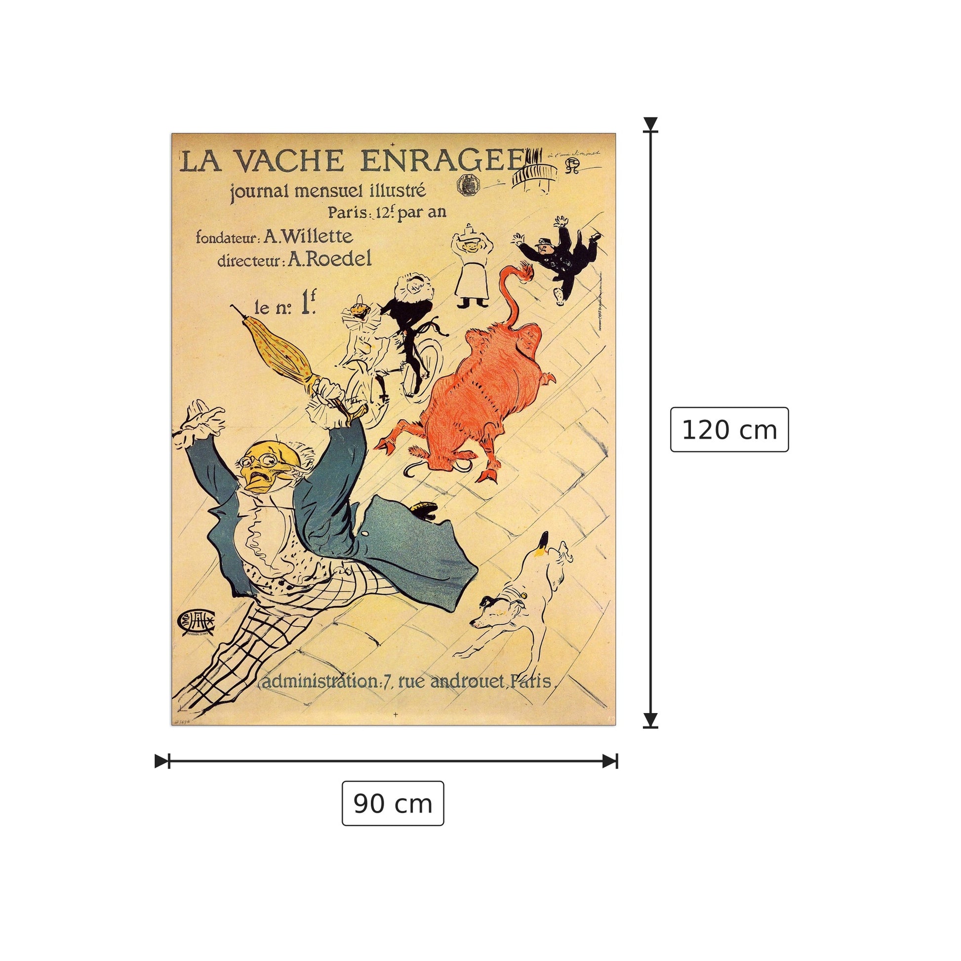 La vache enragee - Toulouse-Lautrec - cm 90x120 - Pannello in MDF