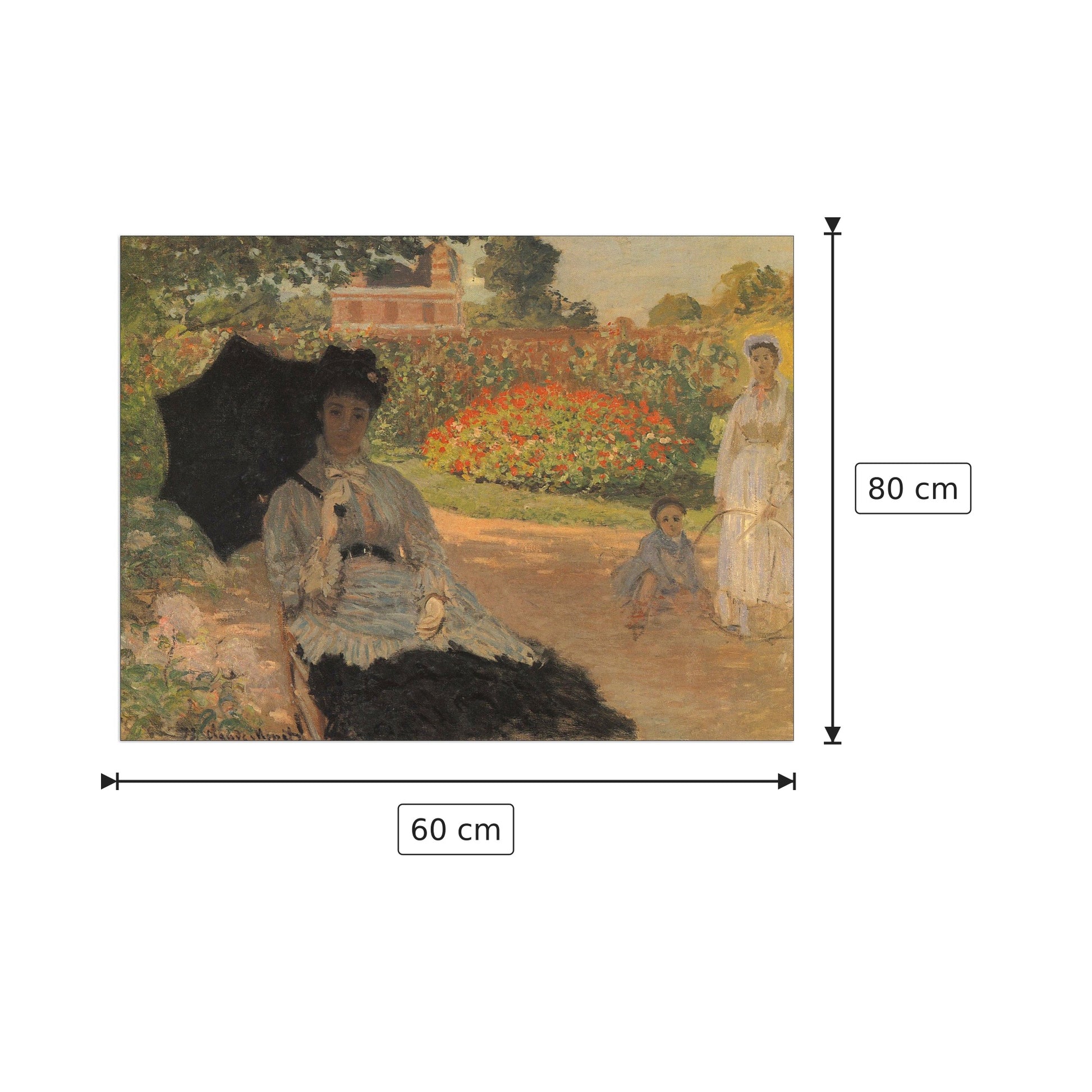 Camille in the garden with Jean and his nanny - Monet Claude - cm 60x80 - Pannello in MDF