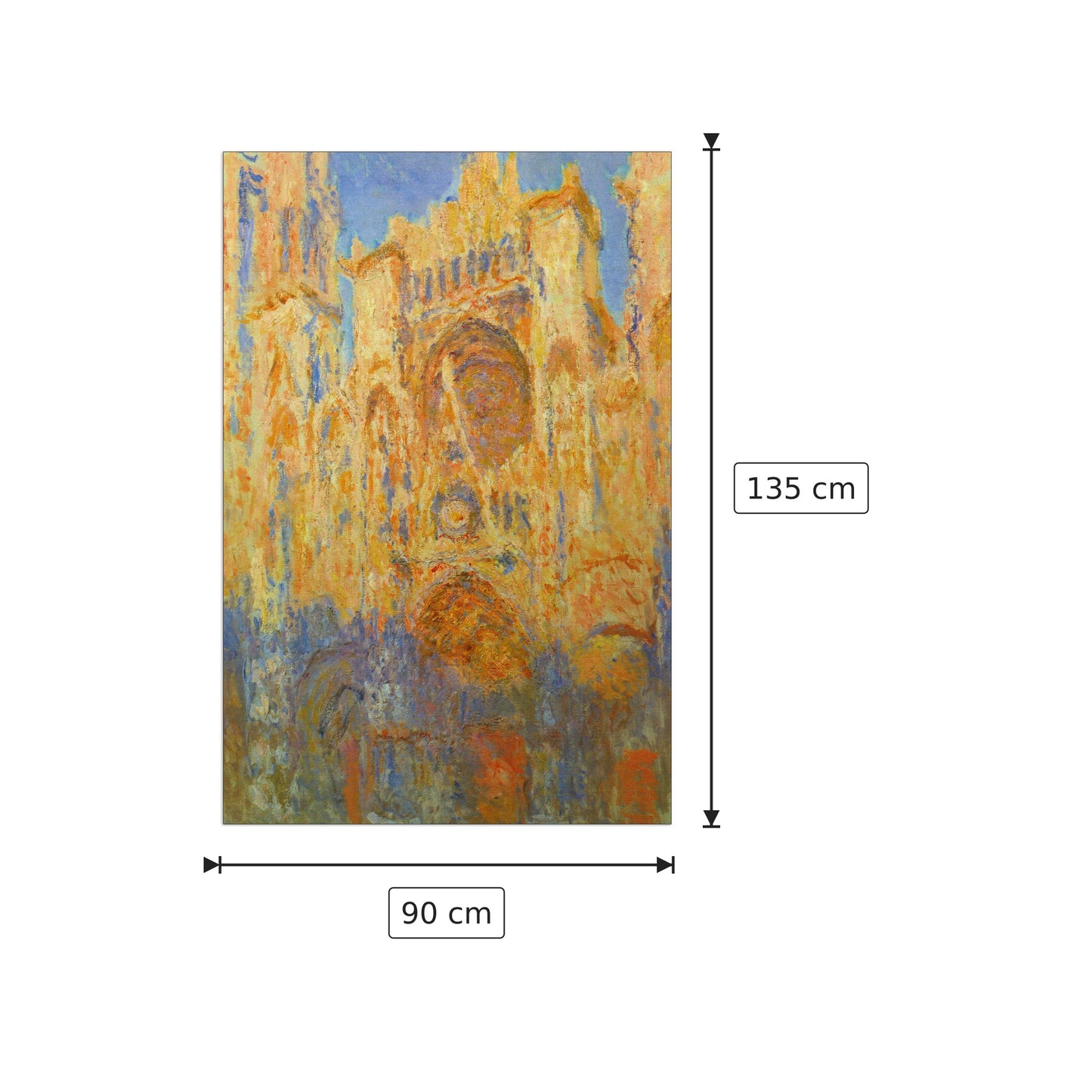 Rouen Cathedral Facade at Sunset - Monet Claude - cm 90x135 - Pannello in MDF