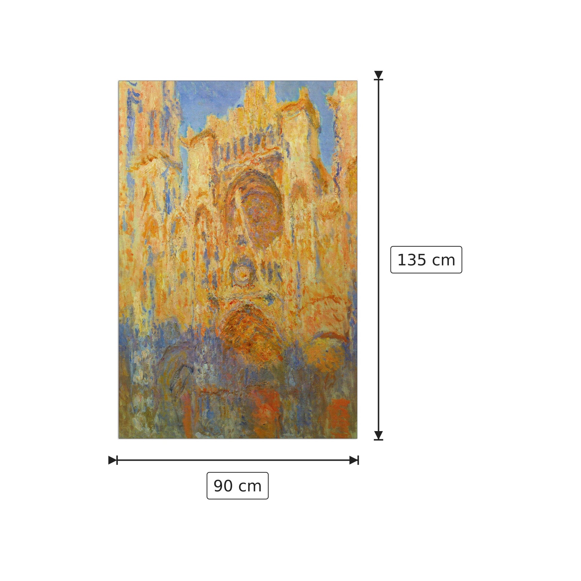 Rouen Cathedral Facade at Sunset - Monet Claude - cm 90x135 - Pannello in MDF