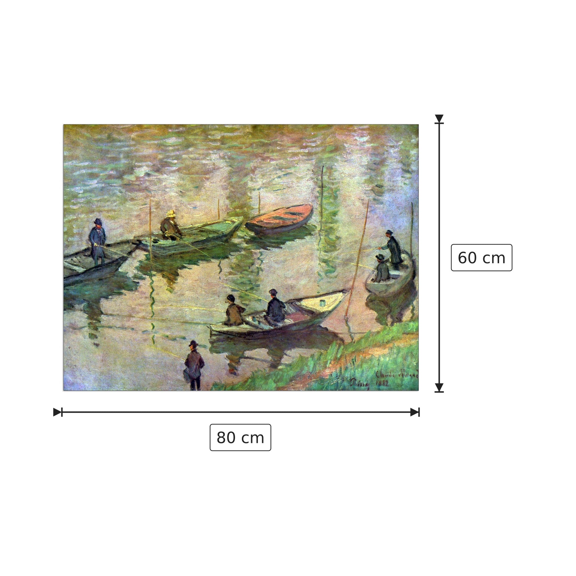 Fishermen on the Seine at Poissy II - Monet Claude - cm 80x60 - Pannello in MDF