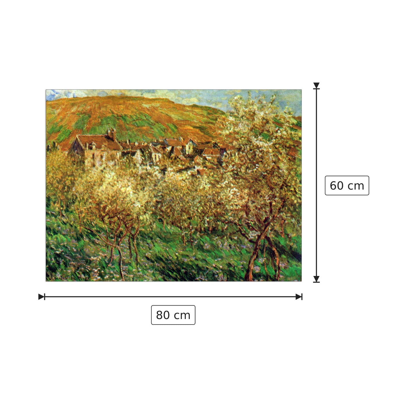 Flowering apple trees - Monet Claude - cm 80x60 - Pannello in MDF