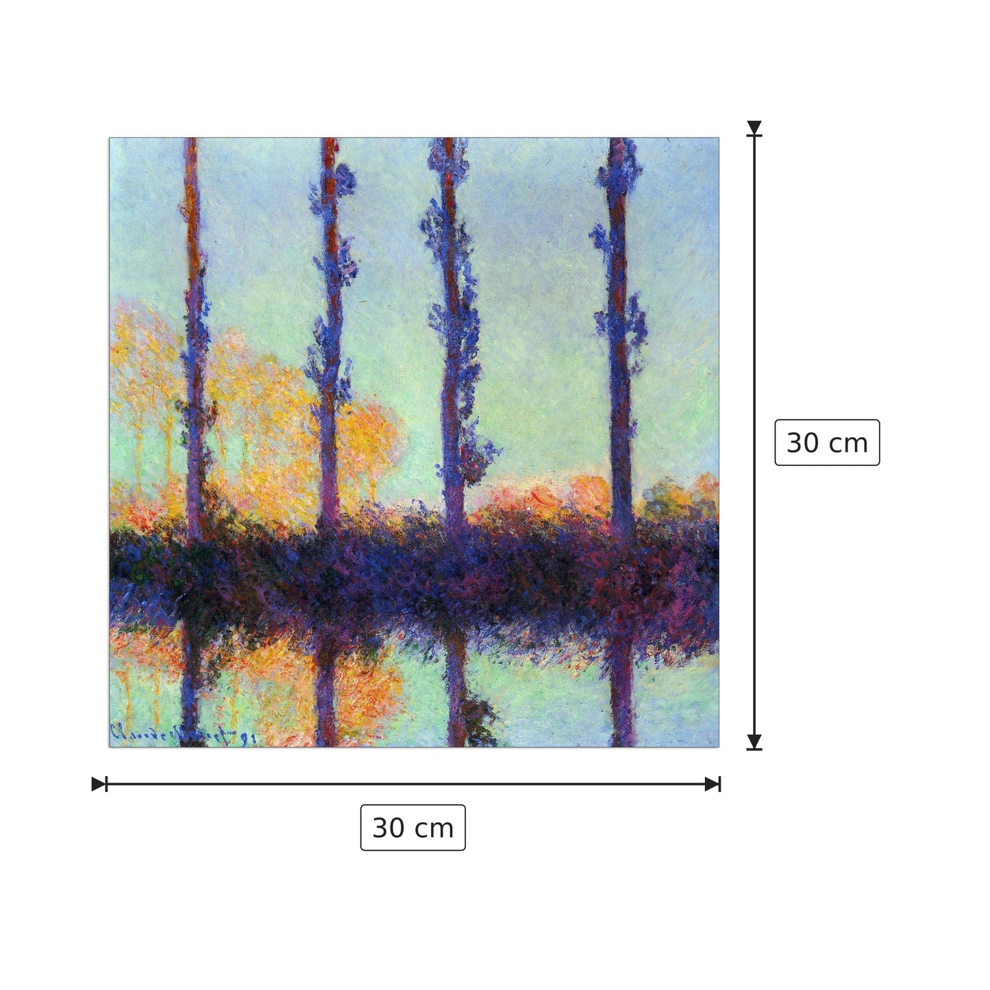 Four poplars - Monet Claude - cm 30x30 - Pannello in MDF