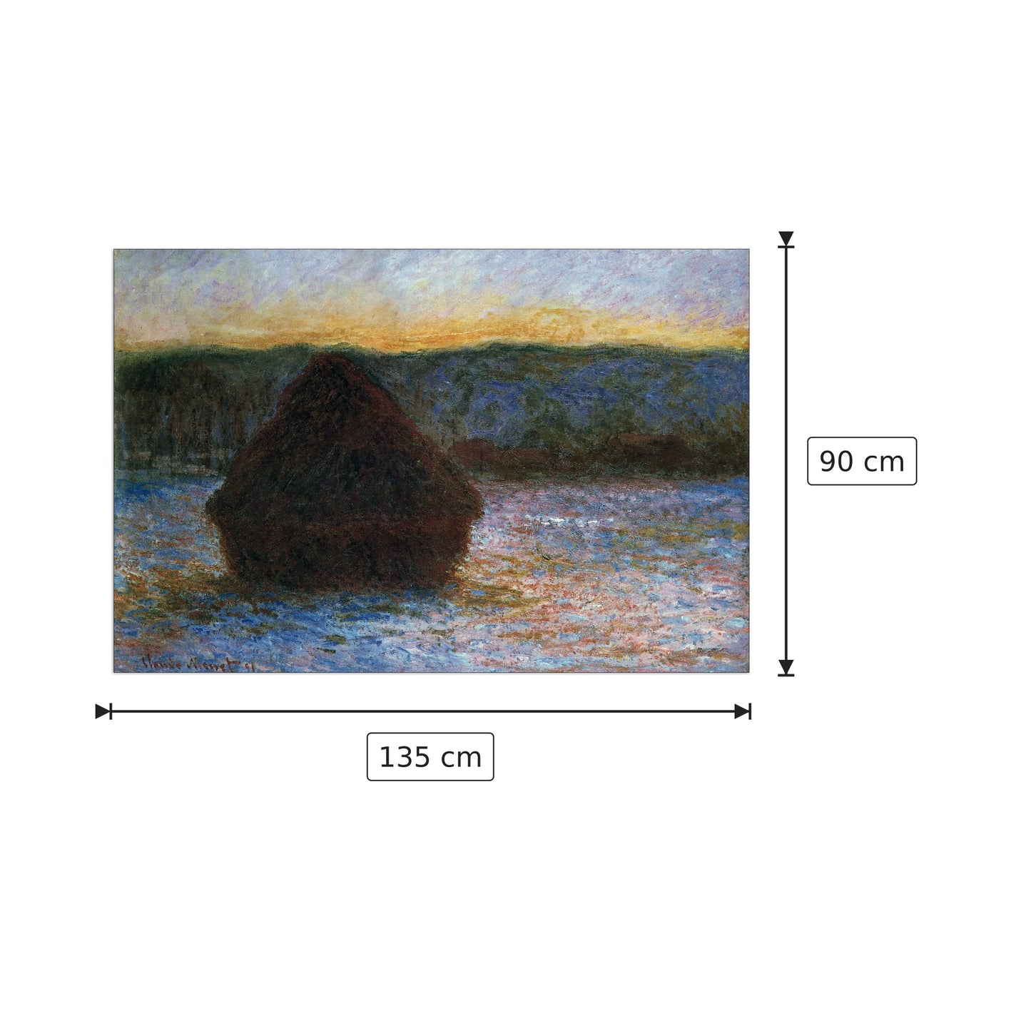 Haylofts thaw, sunset - Monet Claude - cm 135x90 - Pannello in MDF