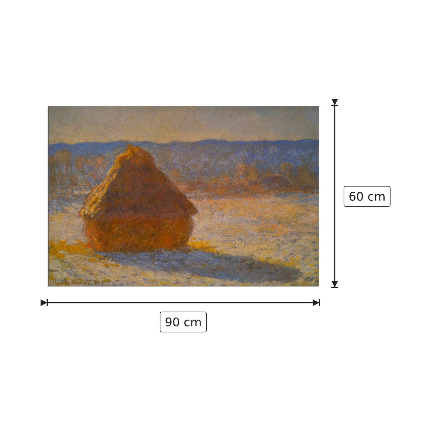 Haystacks in Snow - Monet Claude - cm 90x60 - Pannello in MDF