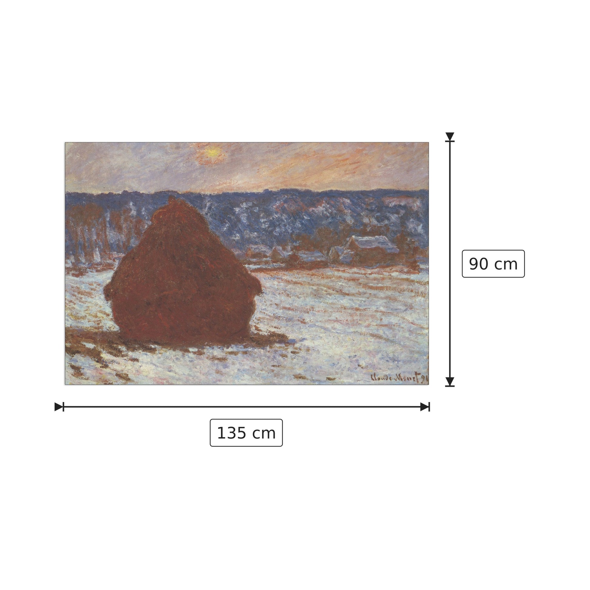 Haystacks, snow, covered the sky - Monet Claude - cm 135x90 - Pannello in MDF