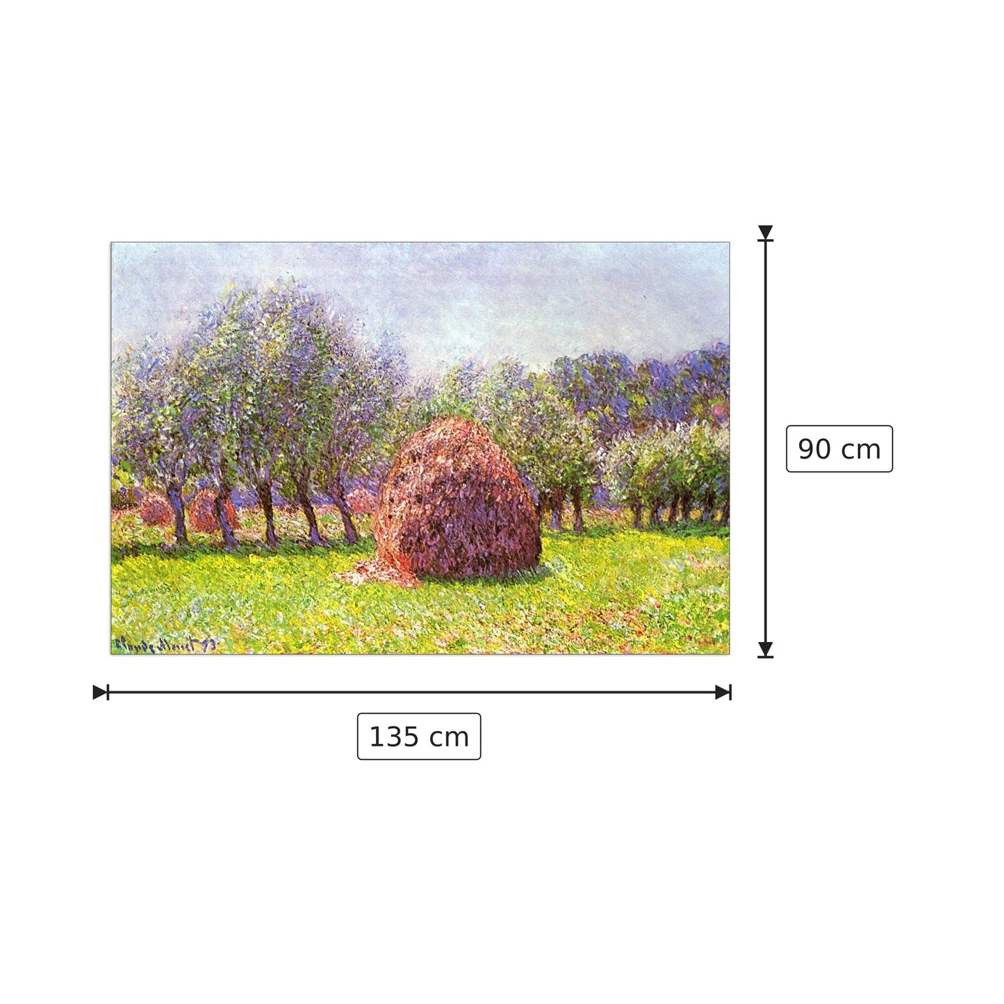 Heap of hay in the field - Monet Claude - cm 135x90 - Pannello in MDF