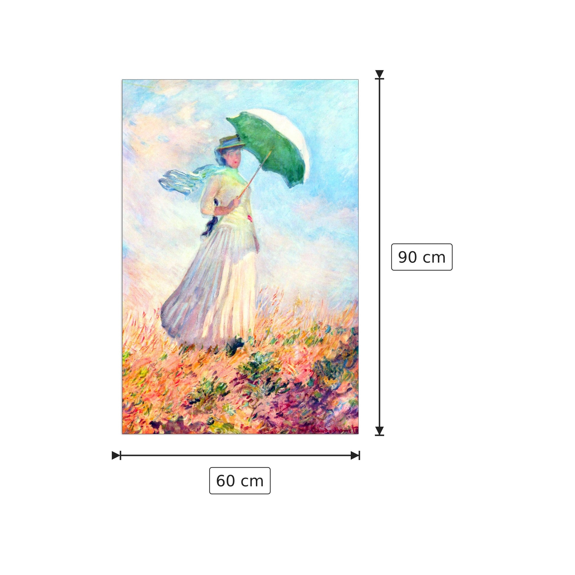 Lady with sunshade, study - Monet Claude - cm 60x90 - Pannello in MDF