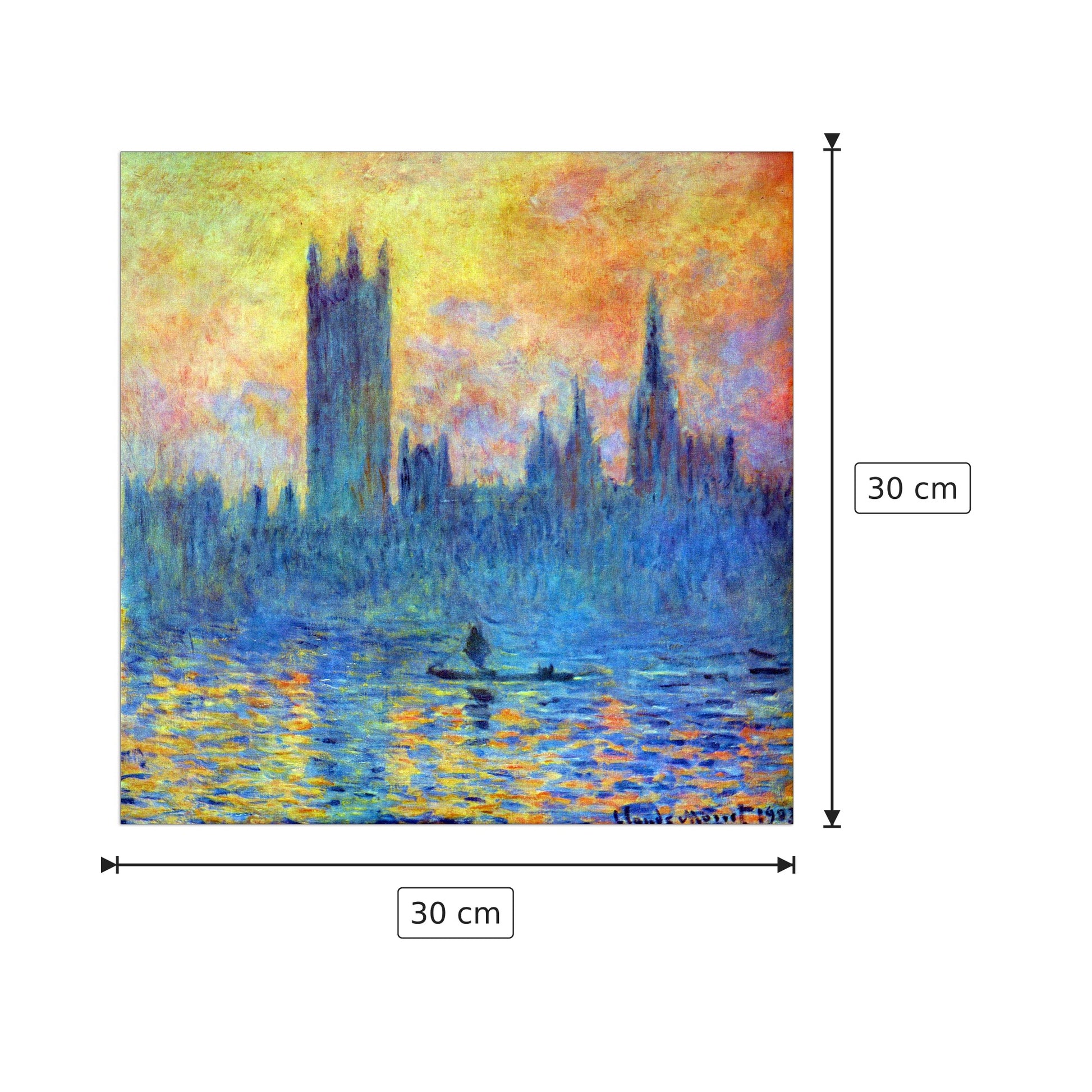 London Parliament in Winter - Monet Claude - cm 30x30 - Pannello in MDF