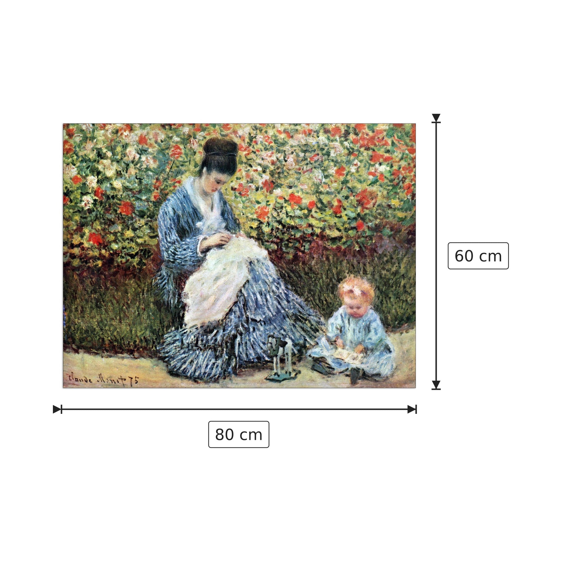 Madame Monet and child - Monet Claude - cm 80x60 - Pannello in MDF