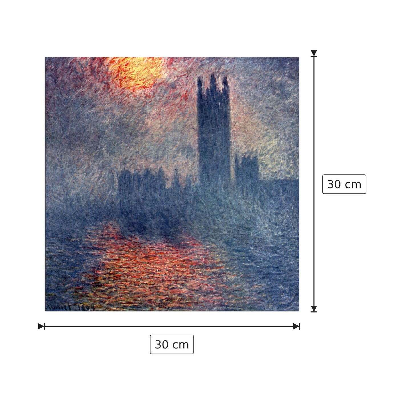 Parliament in London - Monet Claude - cm 30x30 - Pannello in MDF