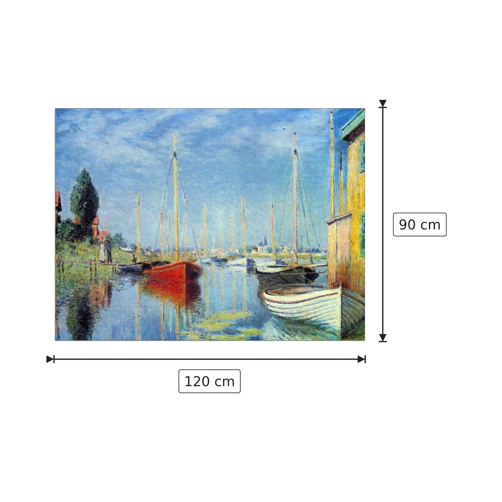Pleasure Boats at Argenteuil - Monet Claude - cm 120x90 - Pannello in MDF