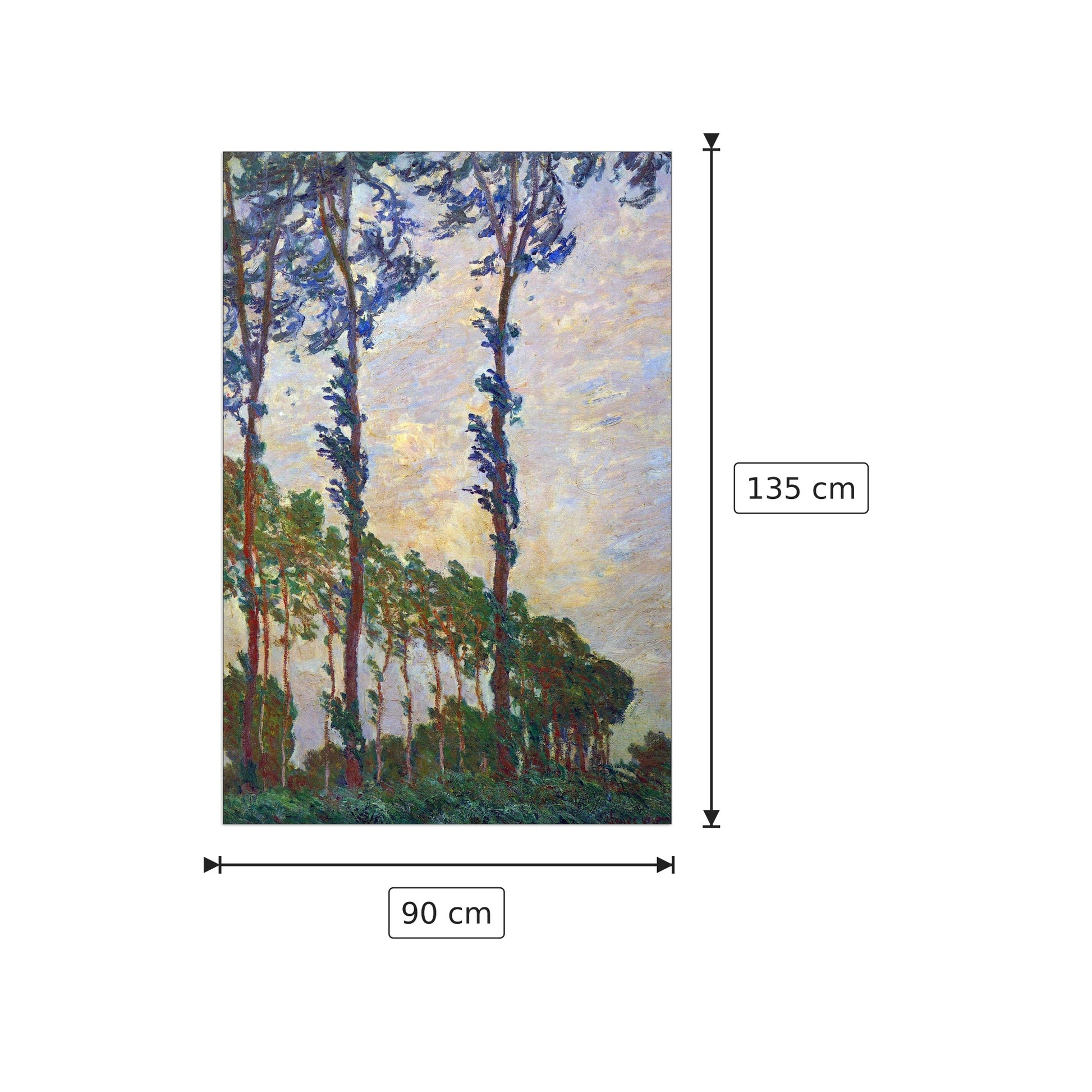 Poplar series, wind - Monet Claude - cm 90x135 - Pannello in MDF