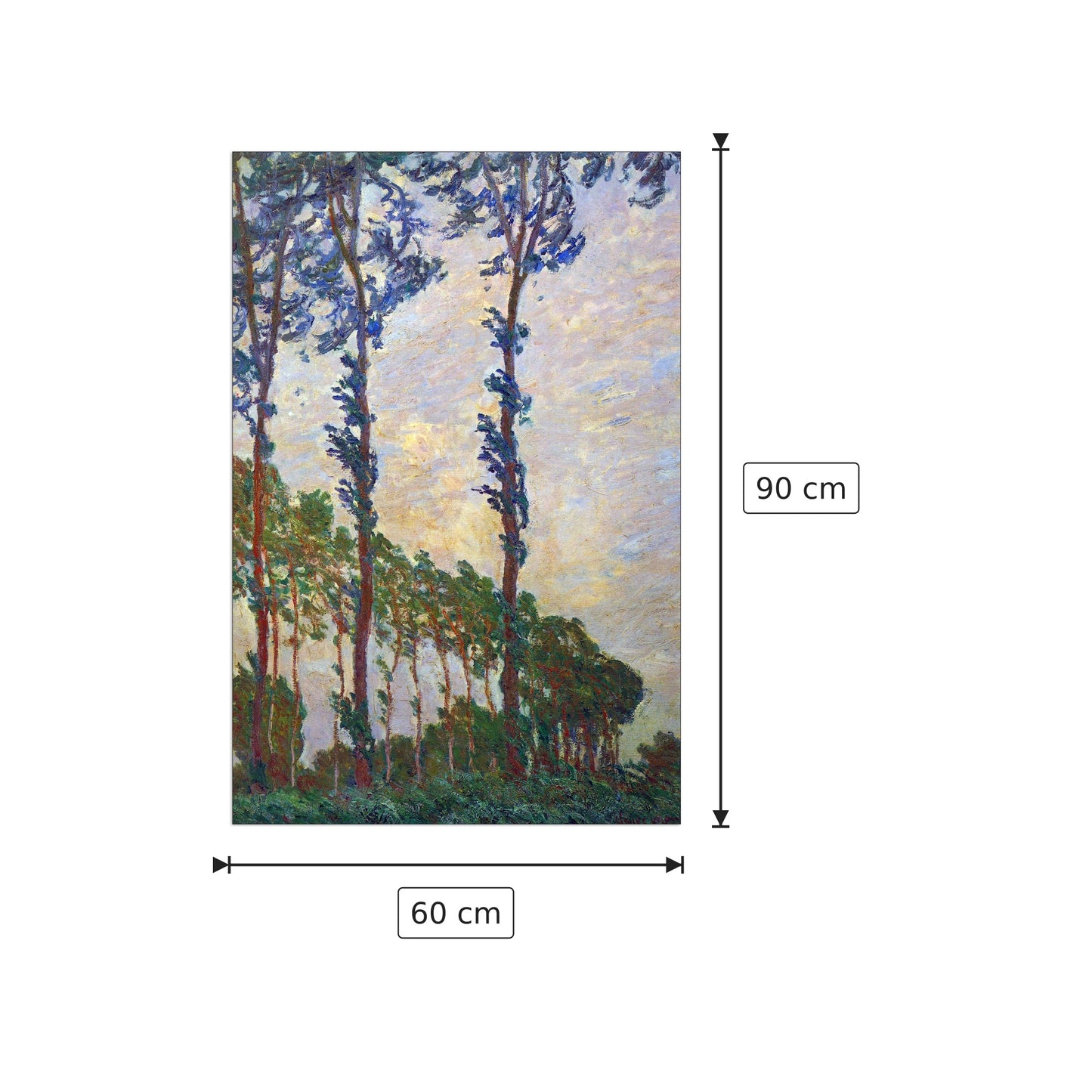 Poplar series, wind - Monet Claude - cm 60x90 - Pannello in MDF