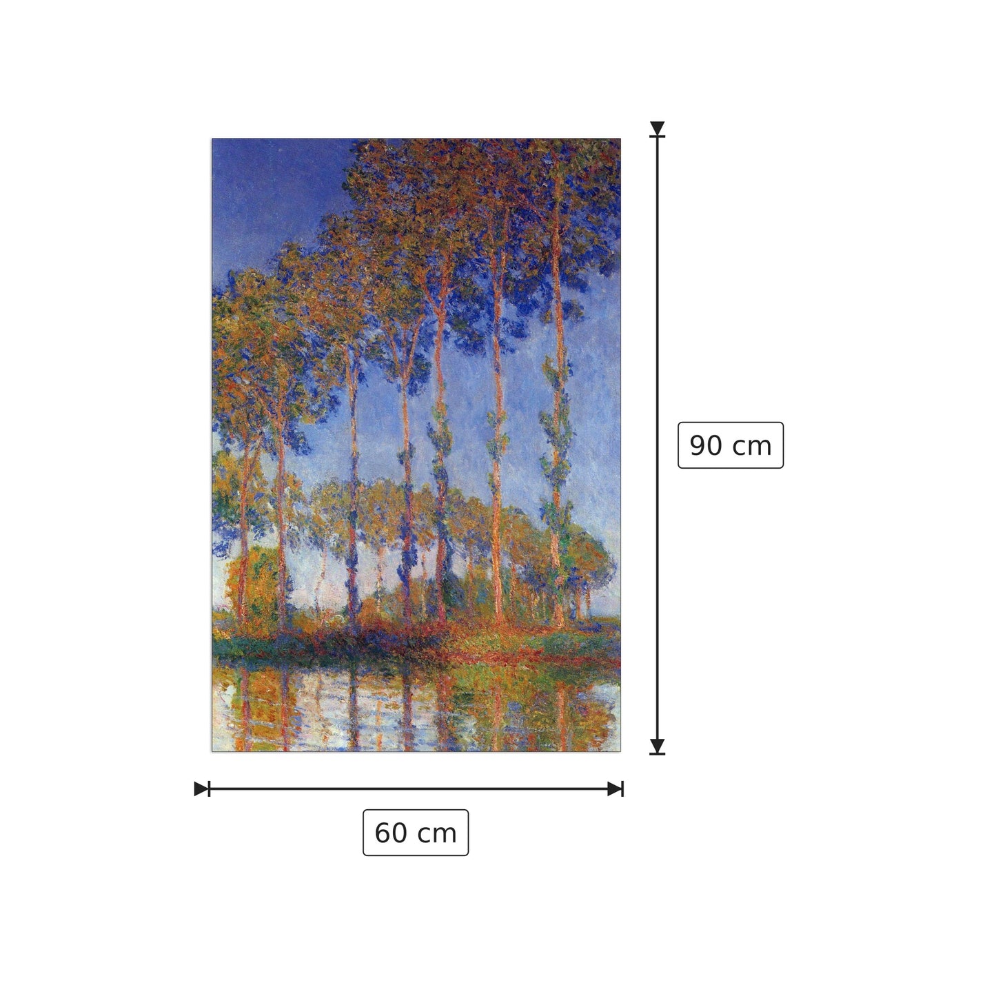 Poplars in the Epte, sunset - Monet Claude - cm 60x90 - Pannello in MDF