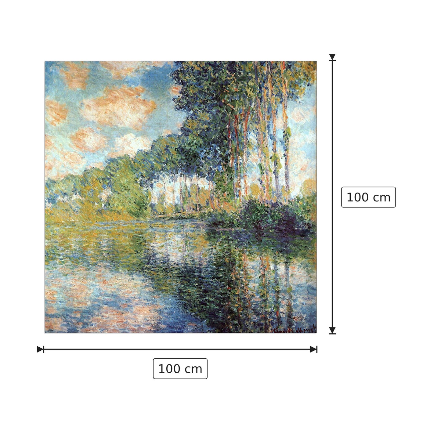 Poplars on the Epte - Monet Claude - cm 100x100 - Pannello in MDF