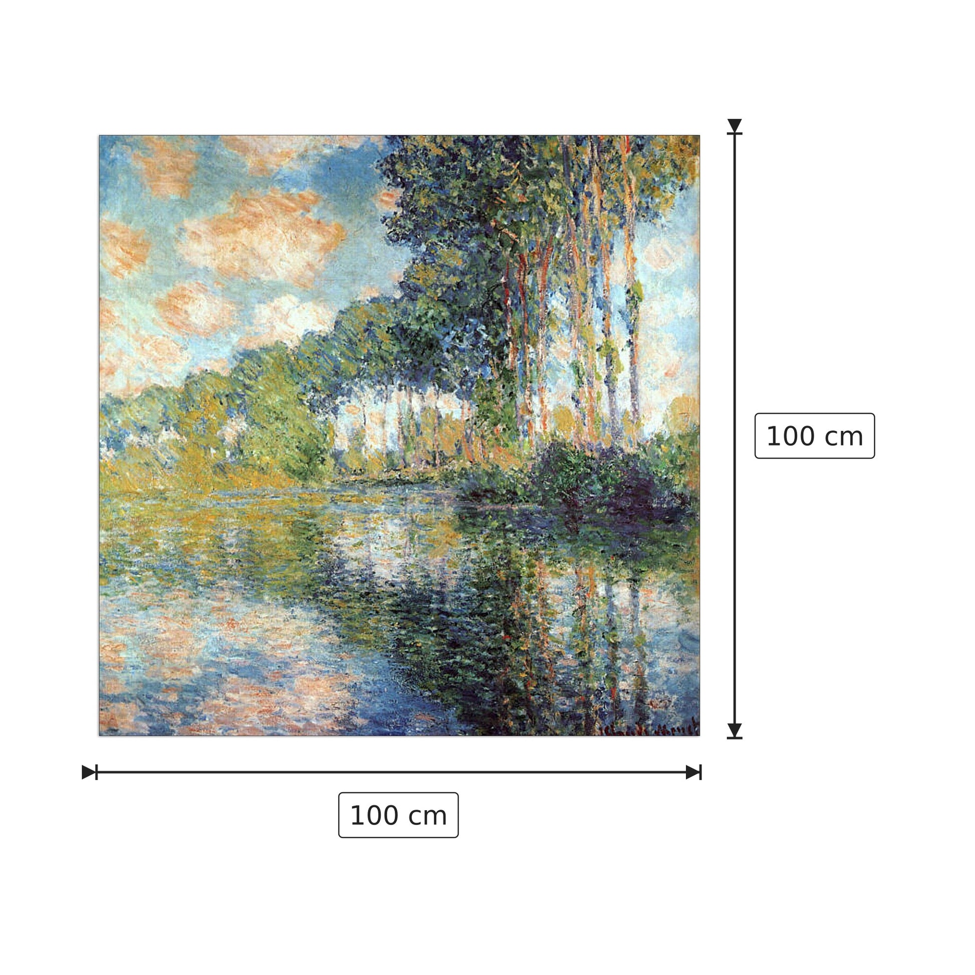 Poplars on the Epte - Monet Claude - cm 100x100 - Pannello in MDF