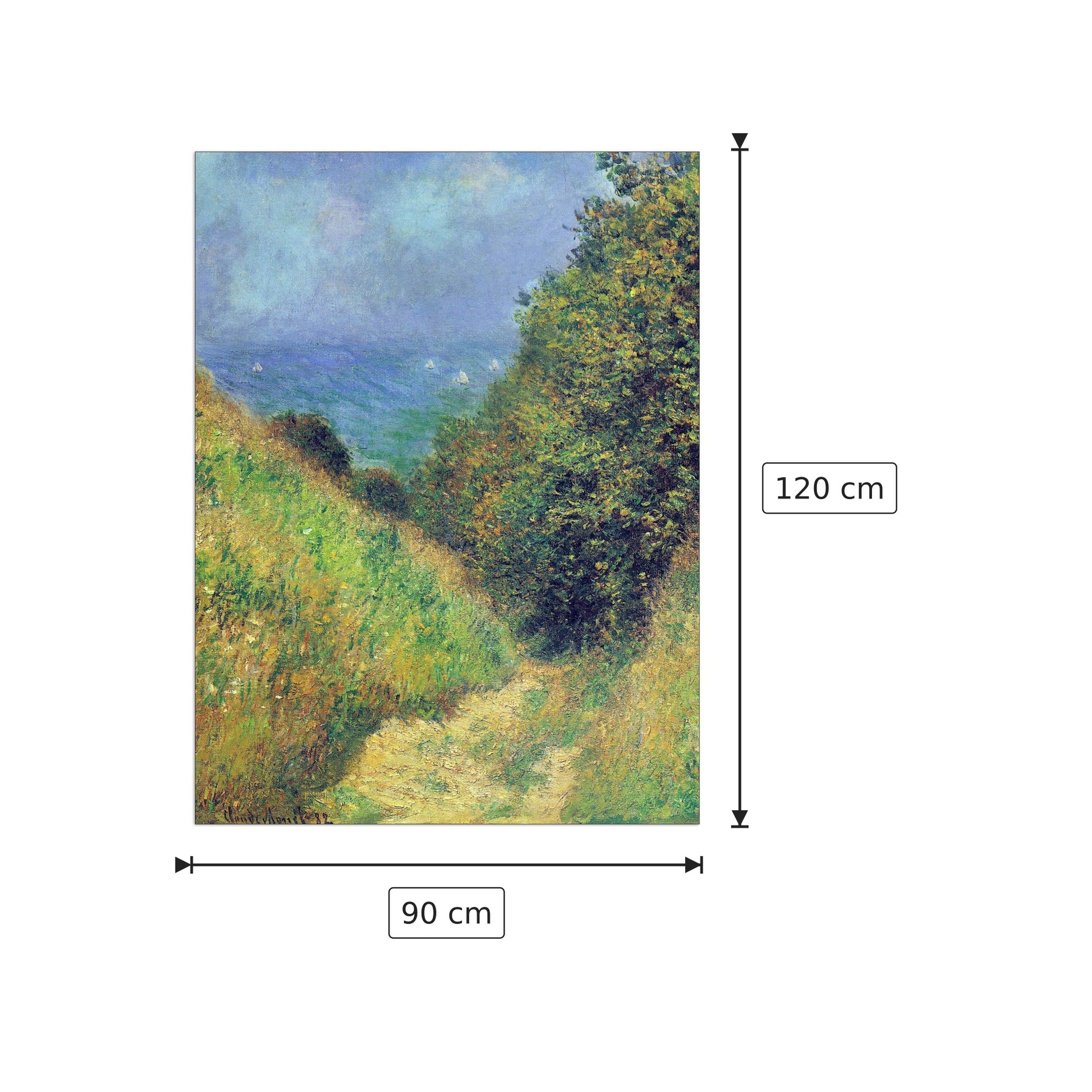 Pourville II - Monet Claude - cm 90x120 - Pannello in MDF