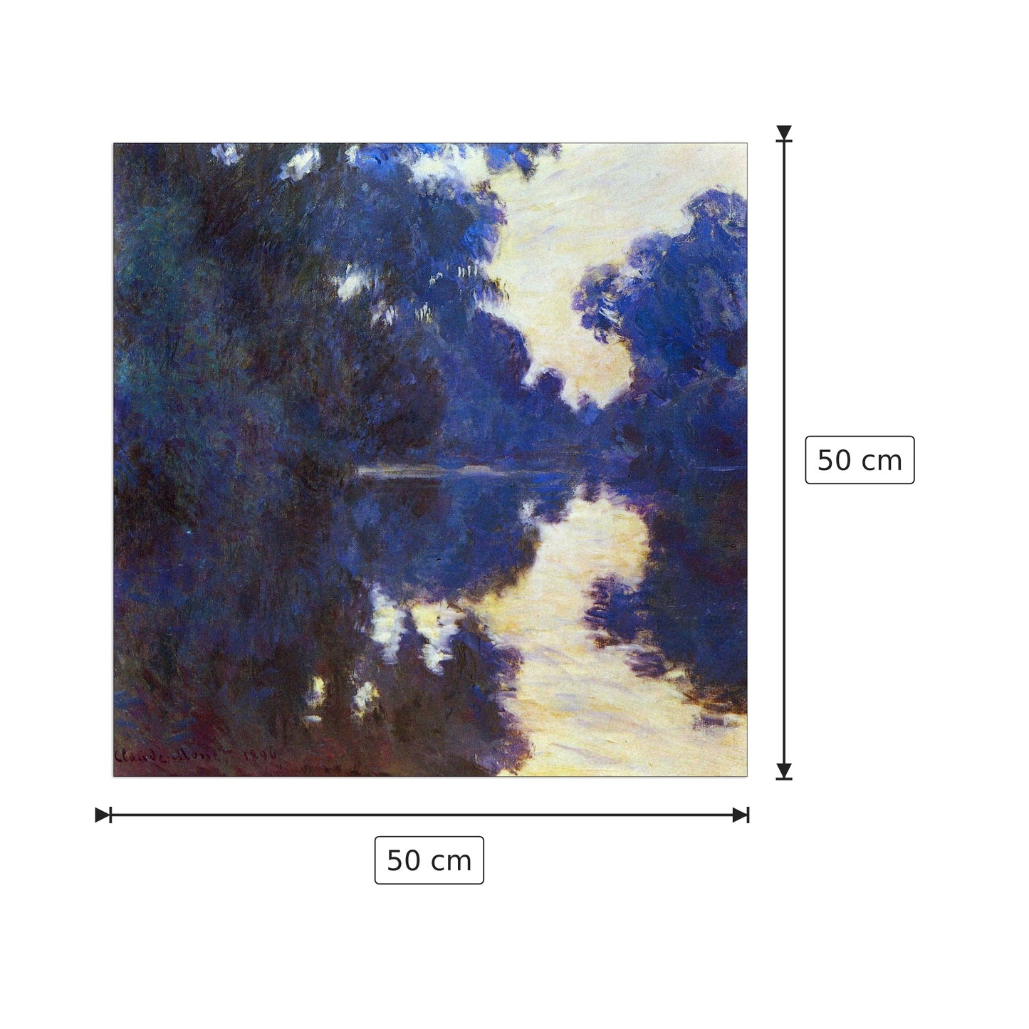 Seine in Morning - Monet Claude - cm 50x50 - Pannello in MDF