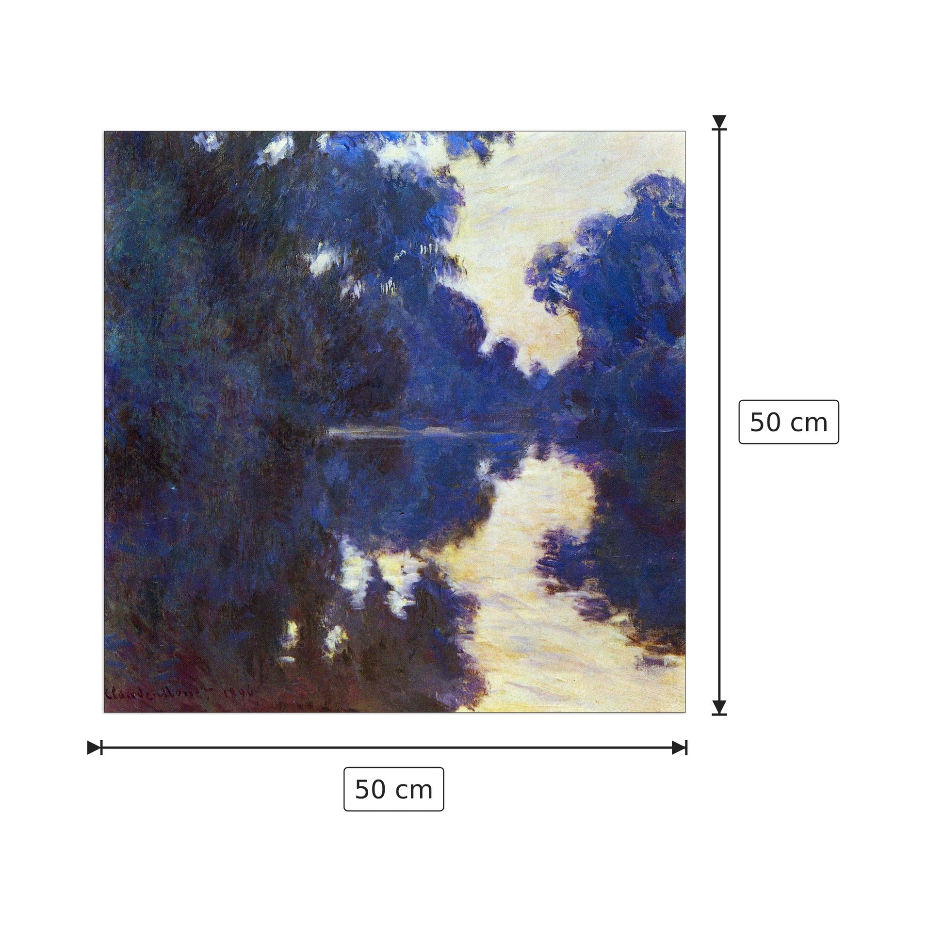 Seine in Morning - Monet Claude - cm 50x50 - Pannello in MDF