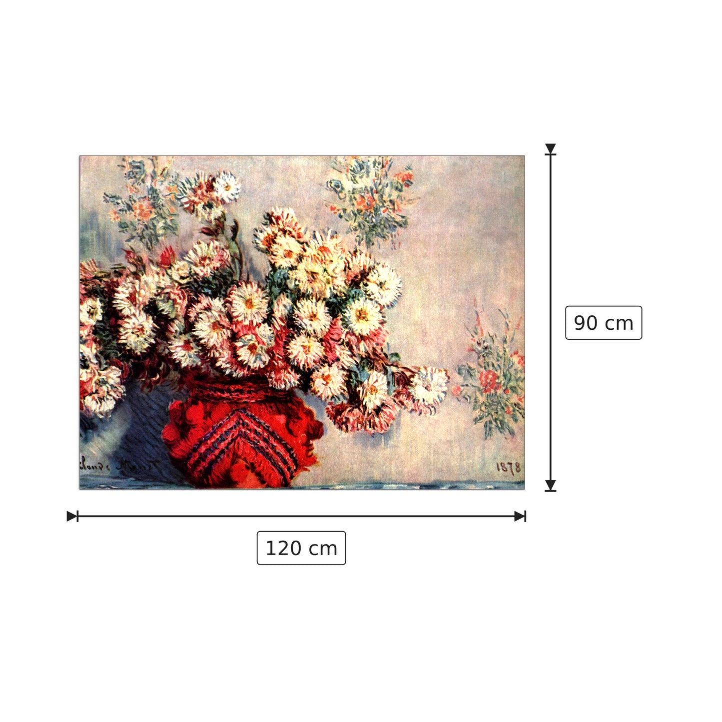still life chrysanthemums - Monet Claude - cm 120x90 - Pannello in MDF