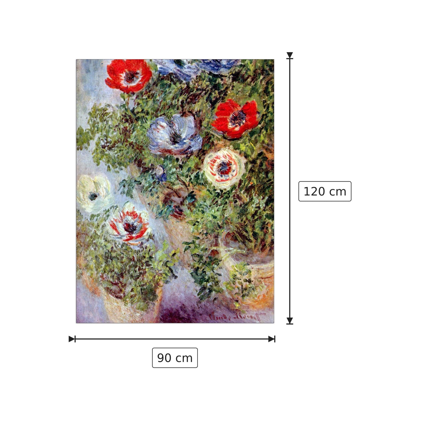 Still Life with Anemones - Monet Claude - cm 90x120 - Pannello in MDF