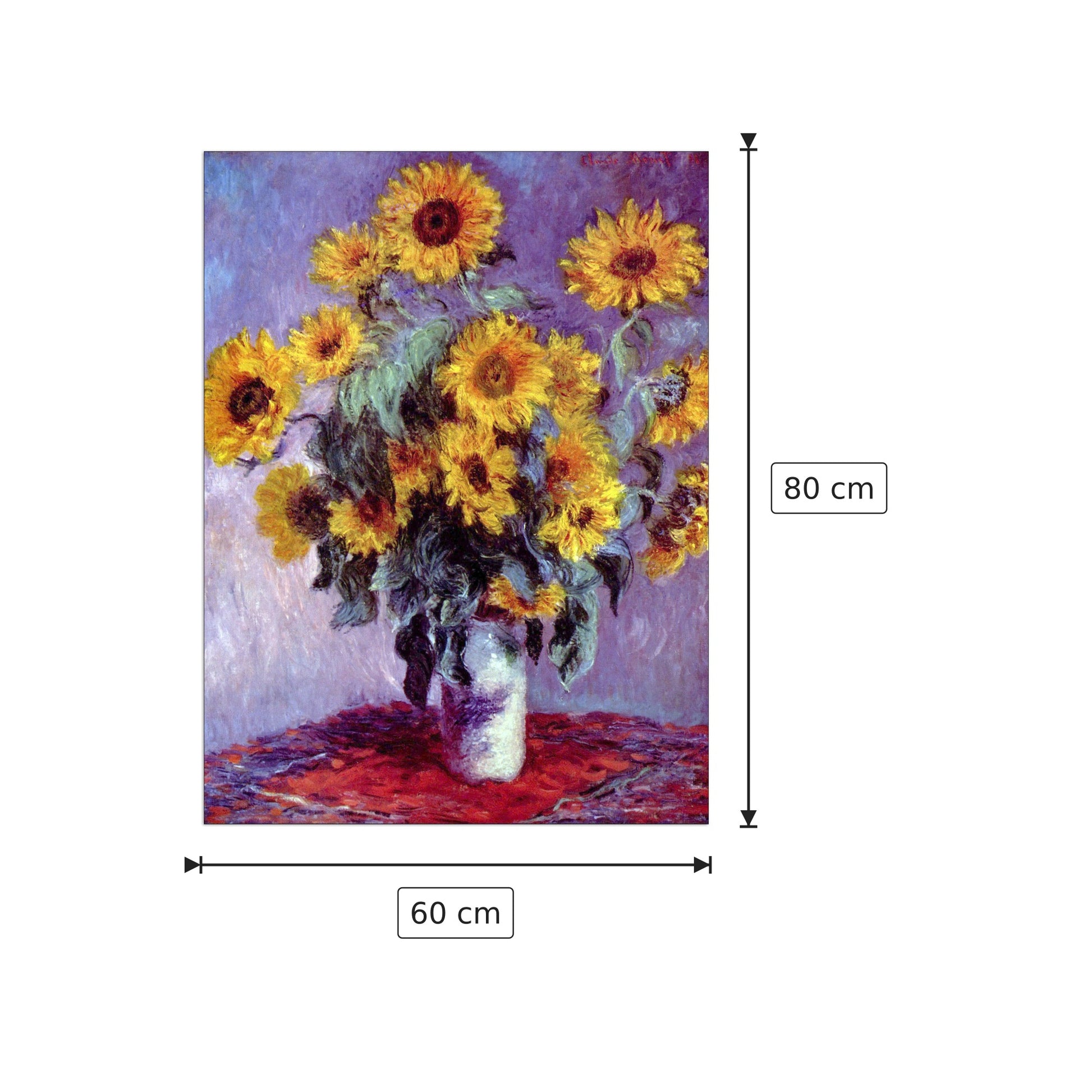 Still Life with Sunflowers - Monet Claude - cm 60x80 - Pannello in MDF