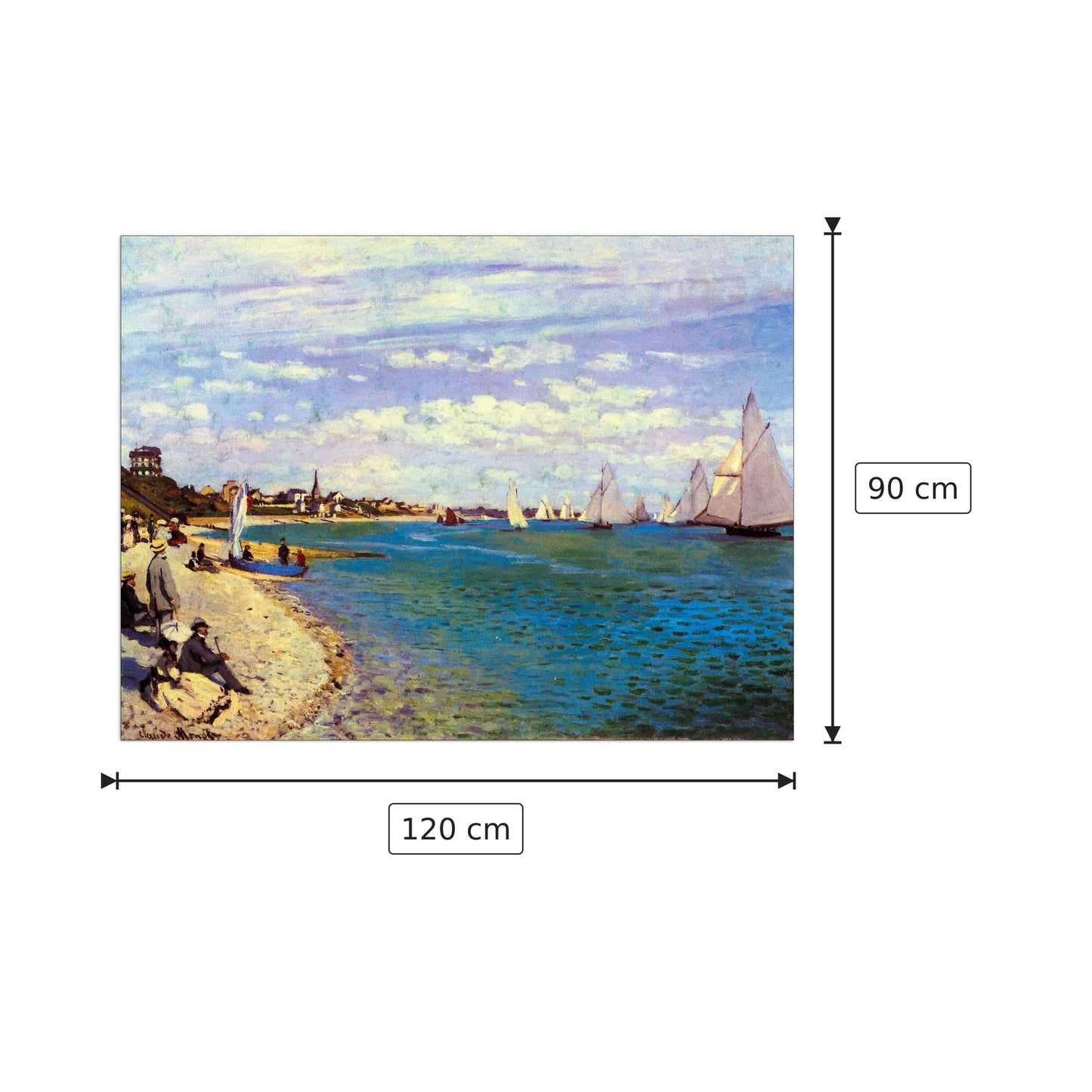 The Beach at Sainte Adresse - Monet Claude - cm 120x90 - Pannello in MDF