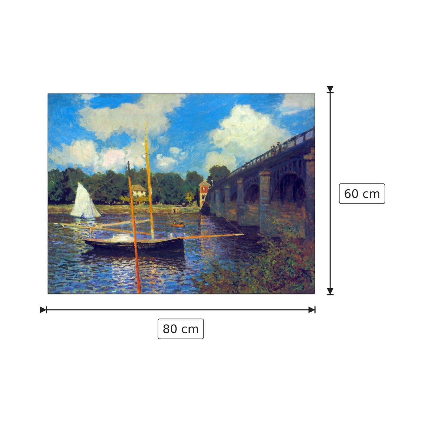 The road bridge, Argenteuil - Monet Claude - cm 80x60 - Pannello in MDF