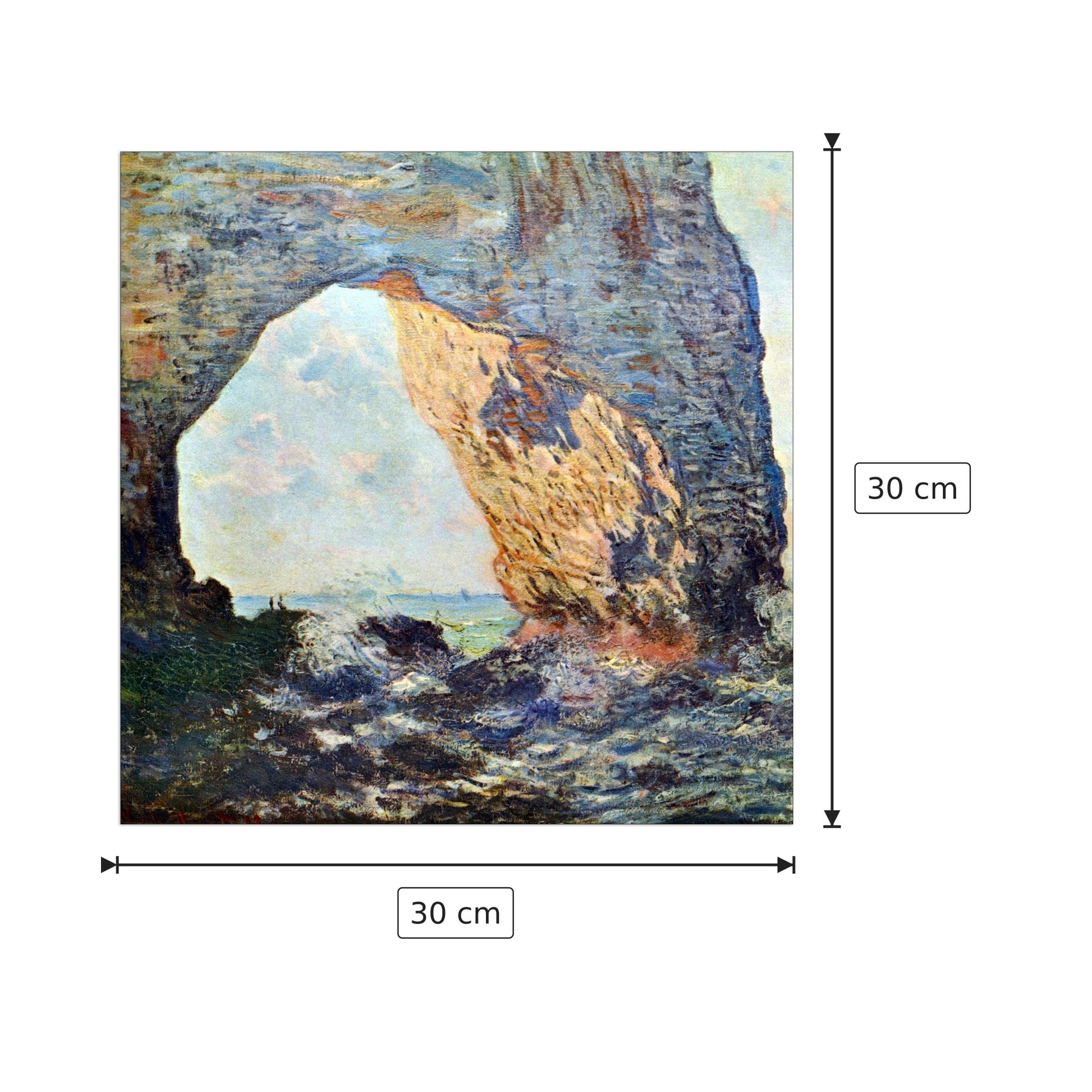 The rocky cliffs of EÌtretat (La Porte man) I - Monet Claude - cm 30x30 - Pannello in MDF