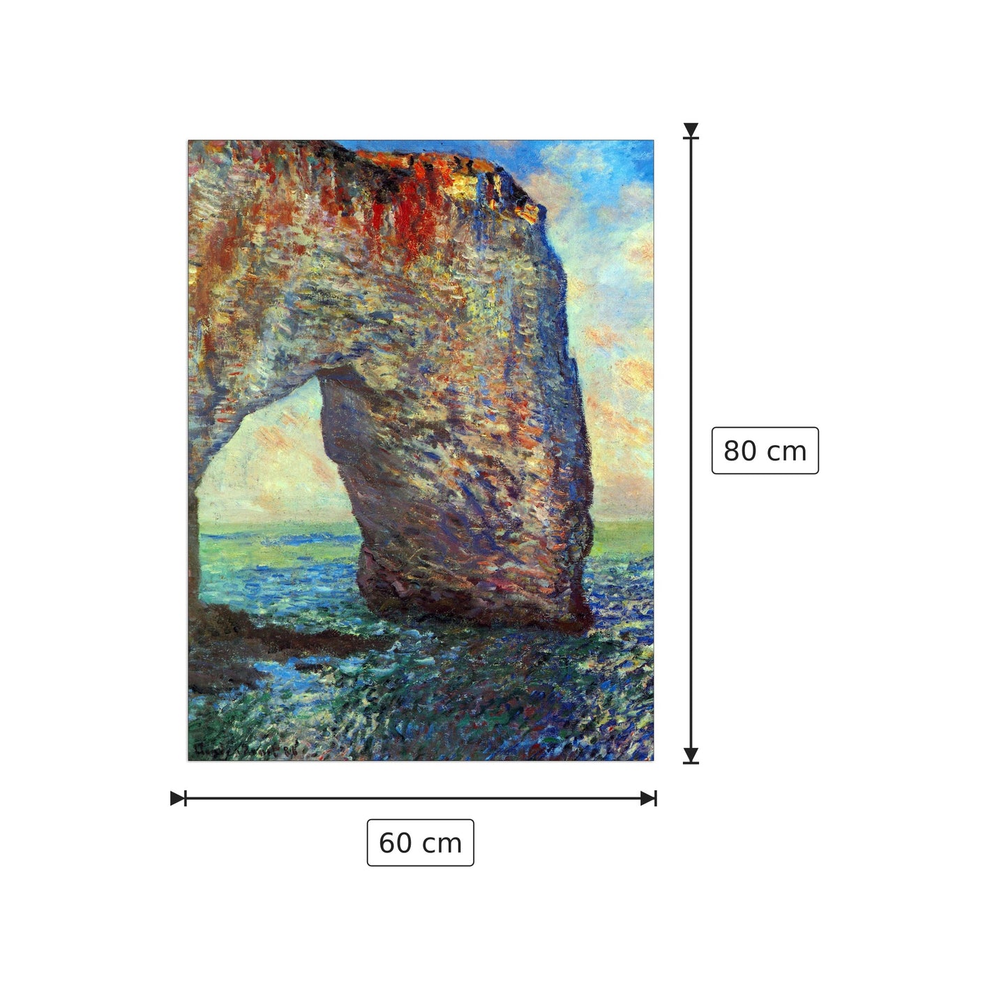 The rocky cliffs of EÌtretat (La Porte man) II - Monet Claude - cm 60x80 - Pannello in MDF