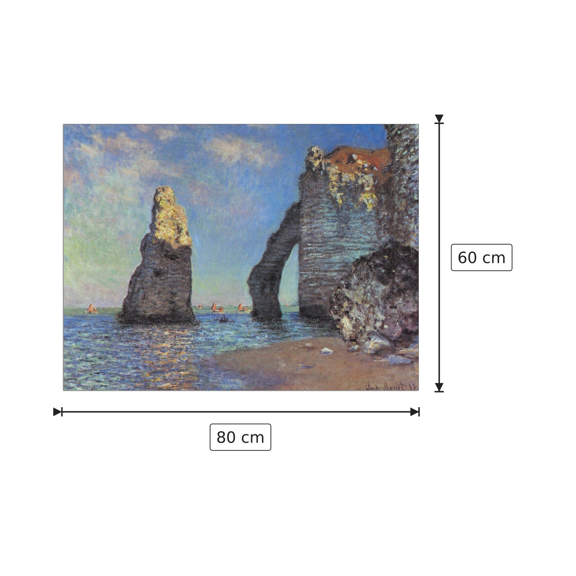 The rocky cliffs of EÌtretat - Monet Claude - cm 80x60 - Pannello in MDF