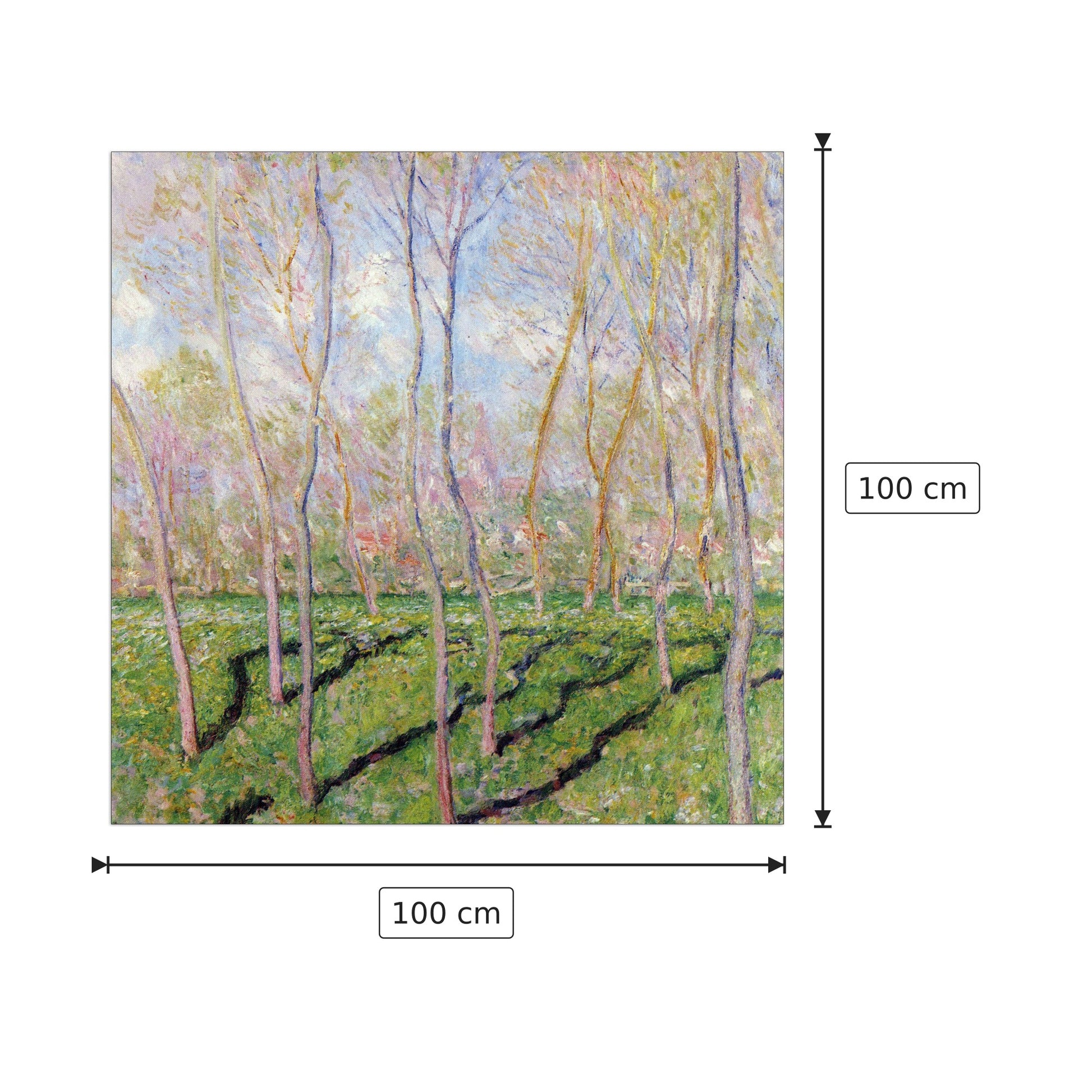 Trees in winter, look at Bennecourt - Monet Claude - cm 100x100 - Pannello in MDF