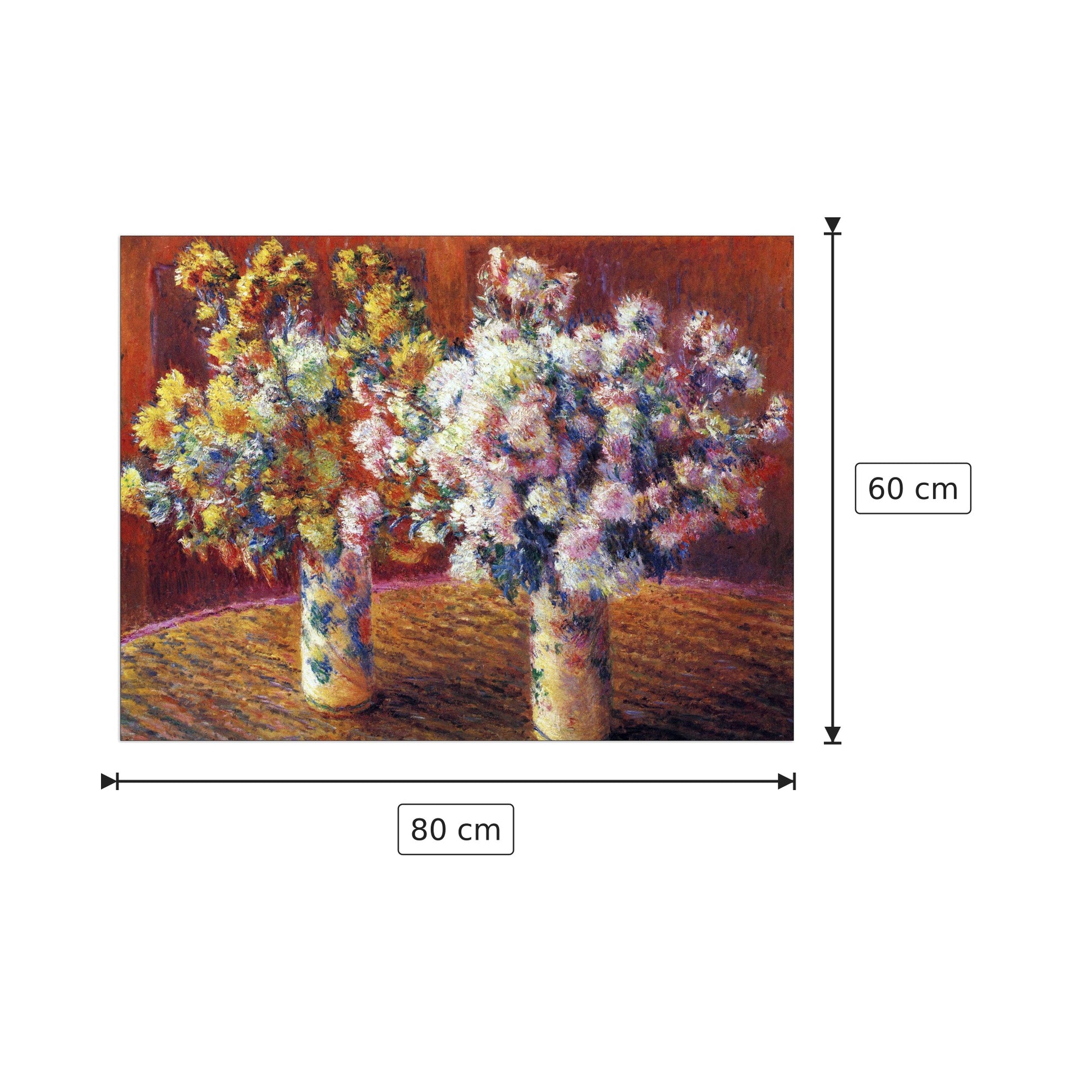 Two vases with Chrysanthemums - Monet Claude - cm 80x60 - Pannello in MDF