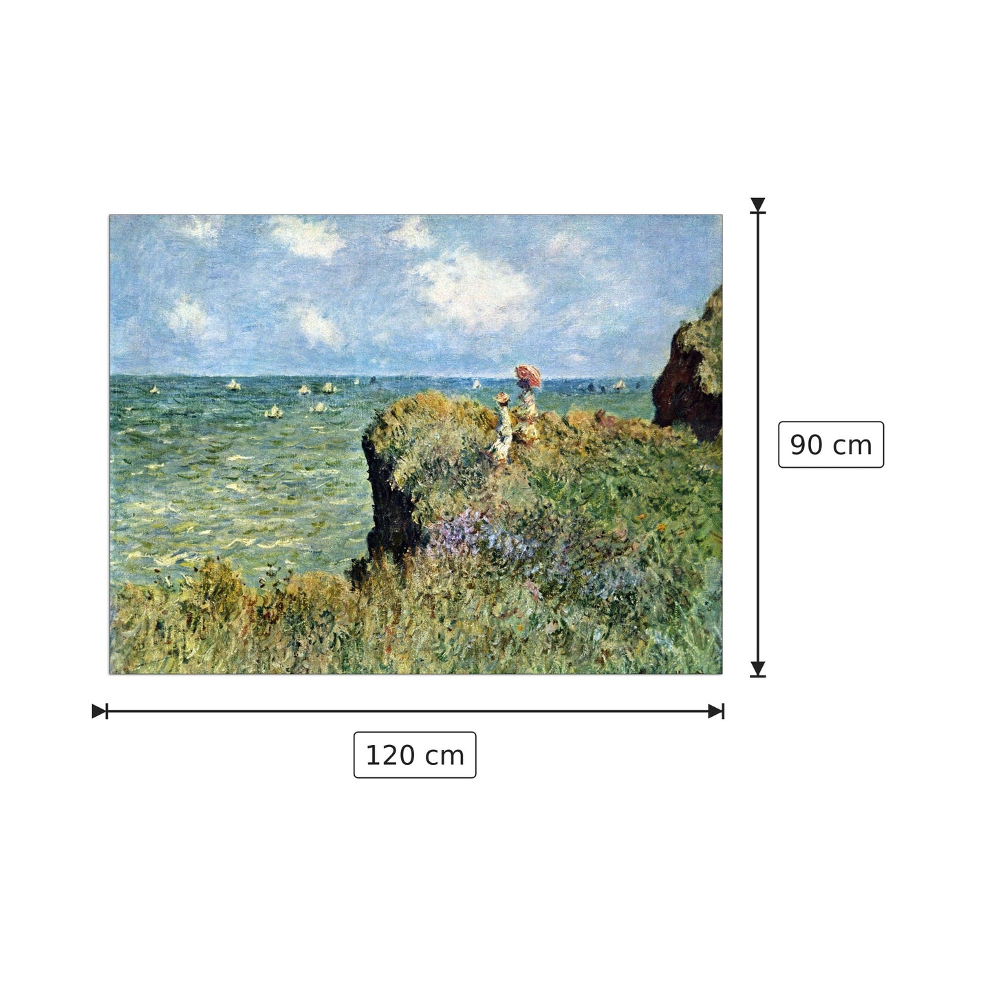Walk on the cliffs - Monet Claude - cm 120x90 - Pannello in MDF