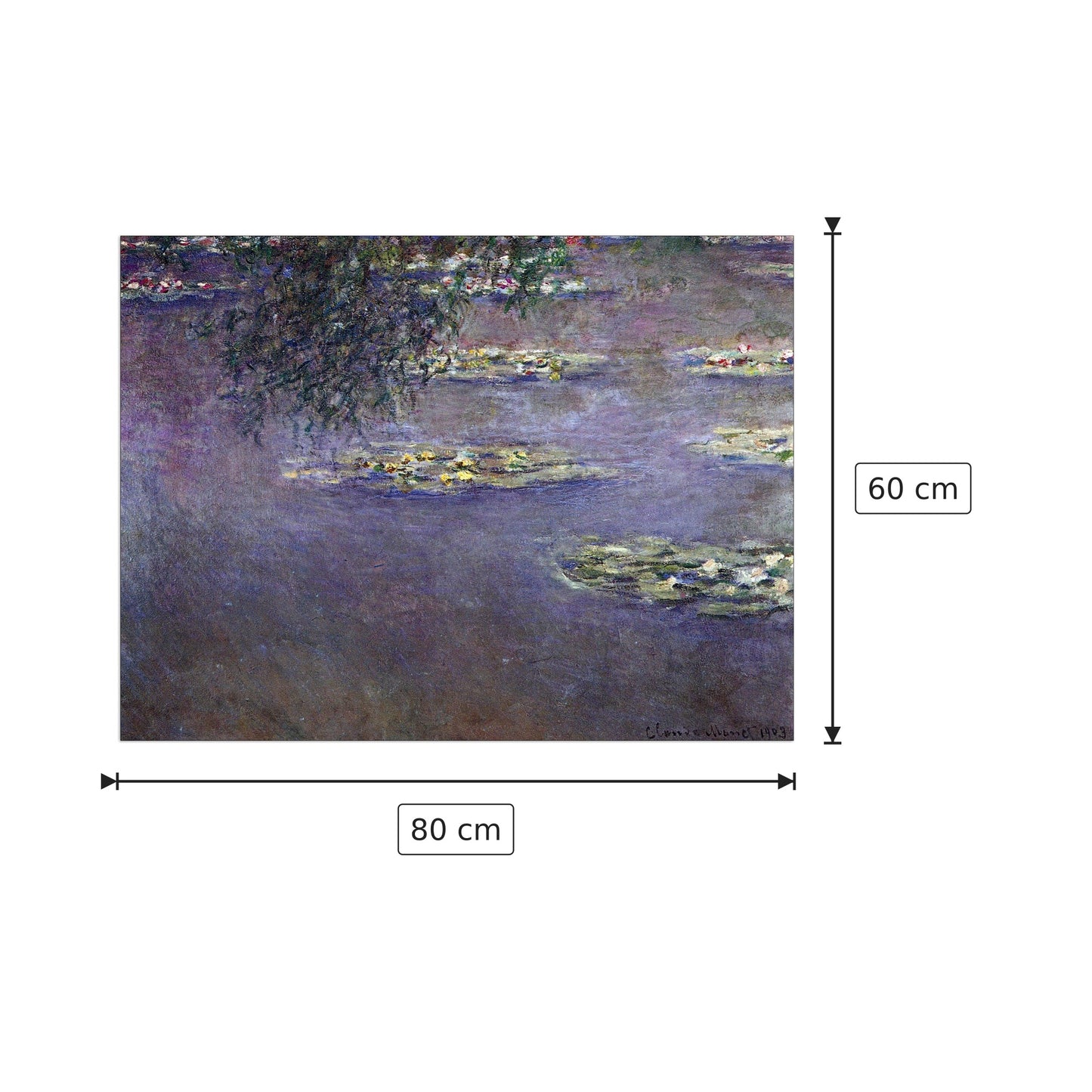 Water lilies, water landscape I - Monet Claude - cm 80x60 - Pannello in MDF