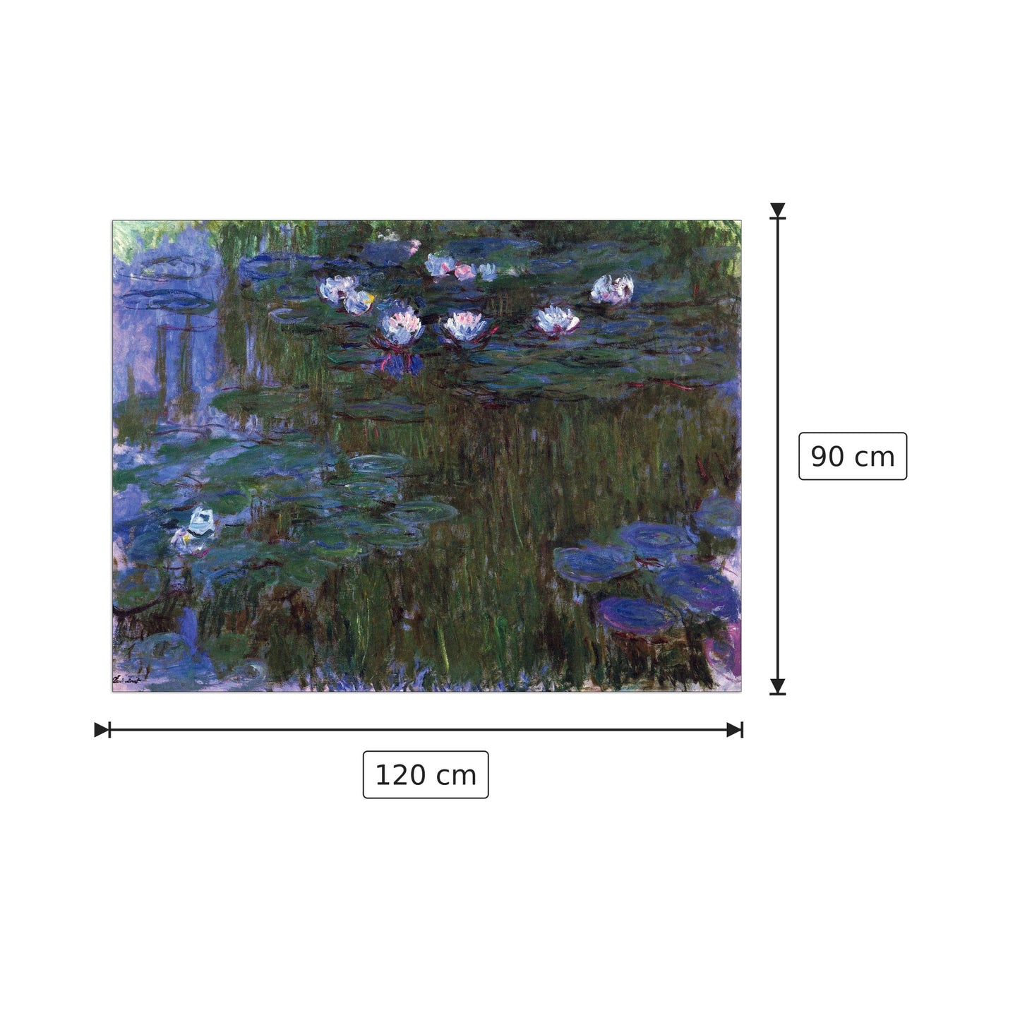 Water Lillies II - Monet Claude - cm 120x90 - Pannello in MDF