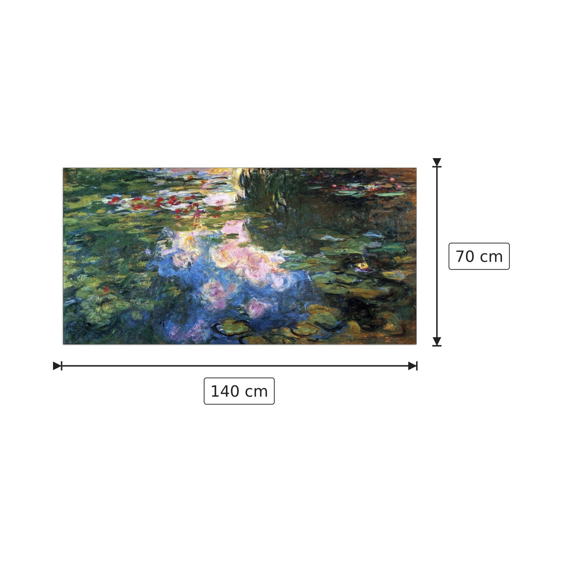 Water Lillies III - Monet Claude - cm 140x70 - Pannello in MDF