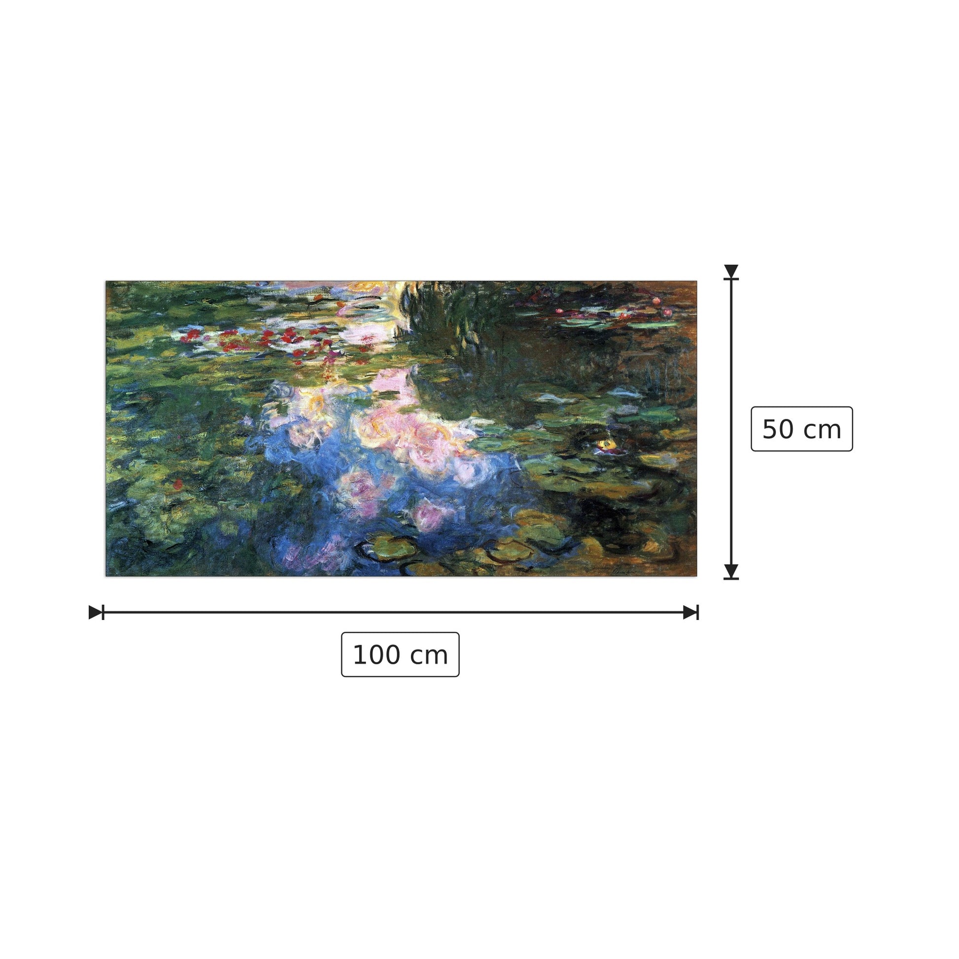 Water Lillies III - Monet Claude - cm 100x50 - Pannello in MDF