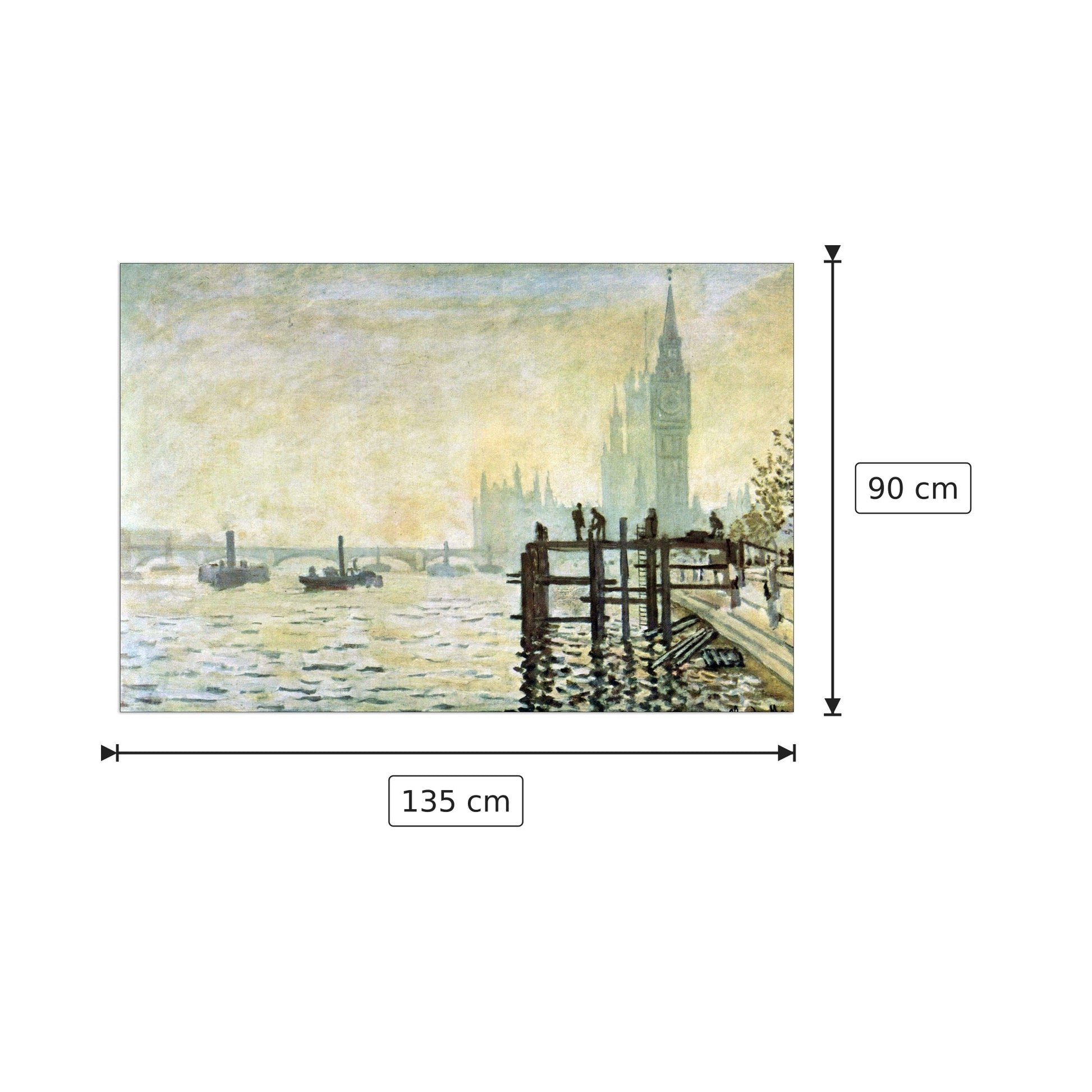 Westminster Bridge in London - Monet Claude - cm 135x90 - Pannello in MDF