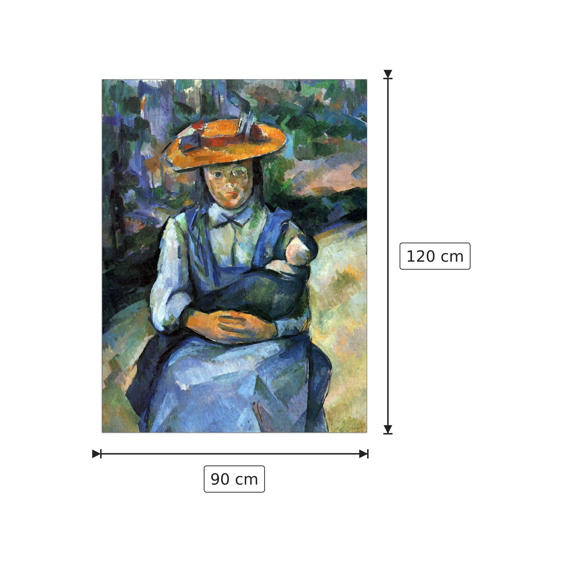 Girl with Doll - Cezanne Paul - cm 90x120 - Pannello in MDF