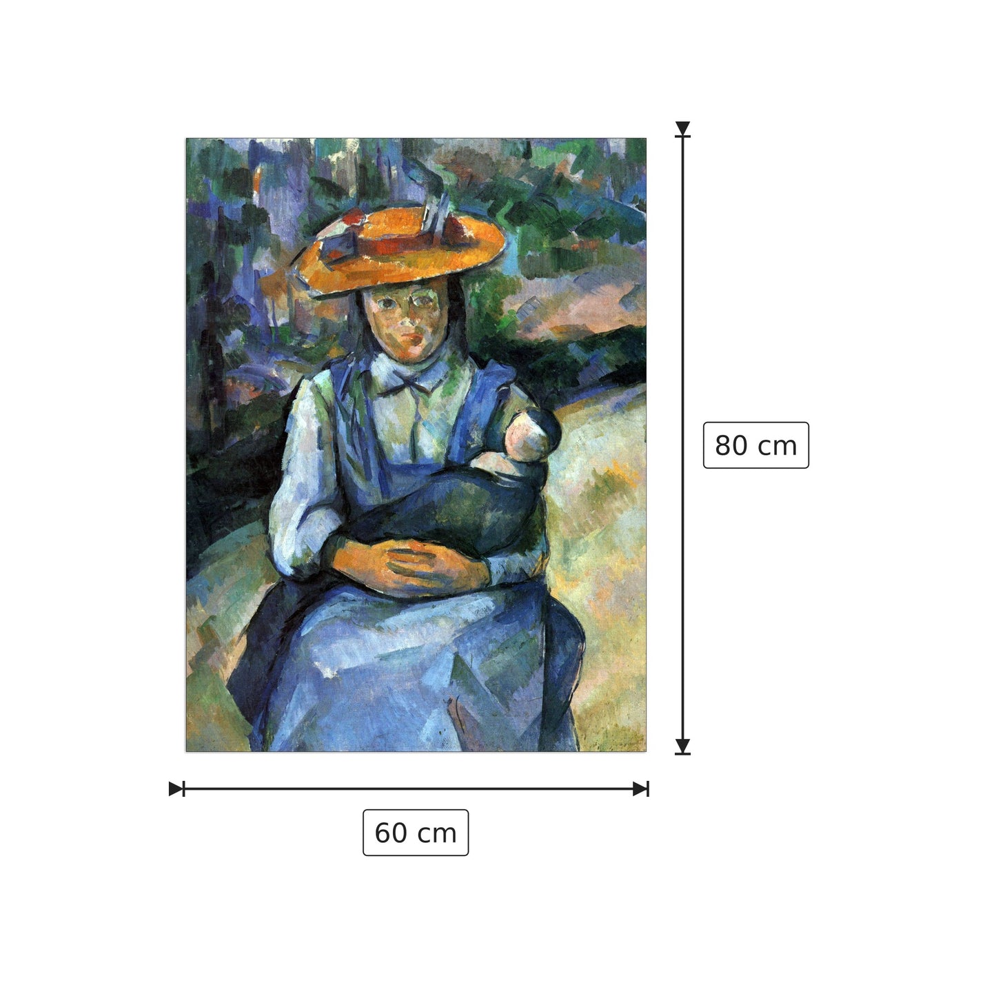 Girl with Doll - Cezanne Paul - cm 60x80 - Pannello in MDF