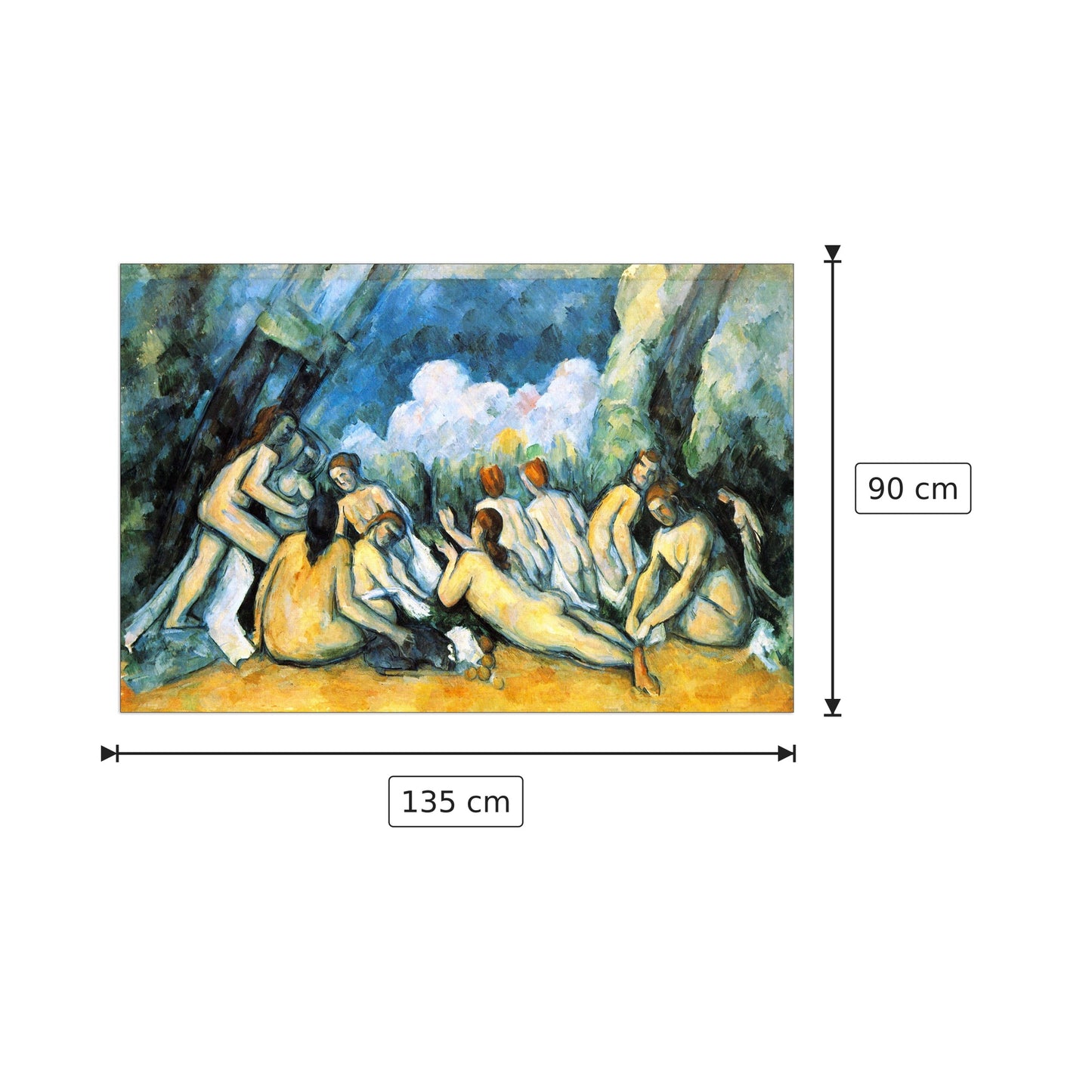 Large Bathers I - Cezanne Paul - cm 135x90 - Pannello in MDF